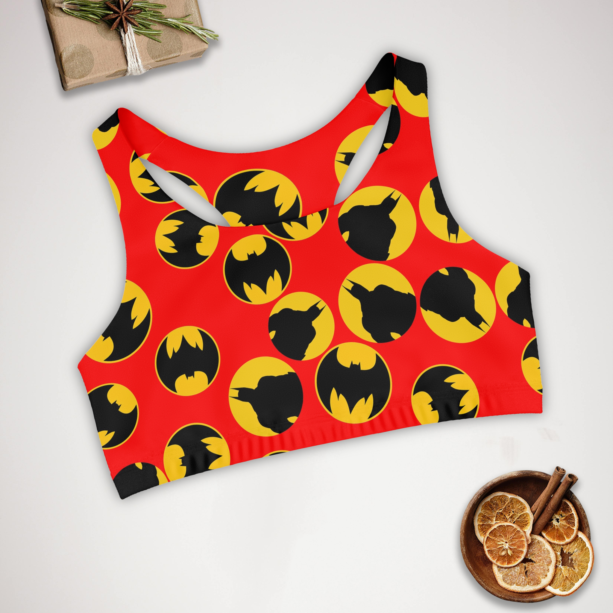 Sports bra batman circle red