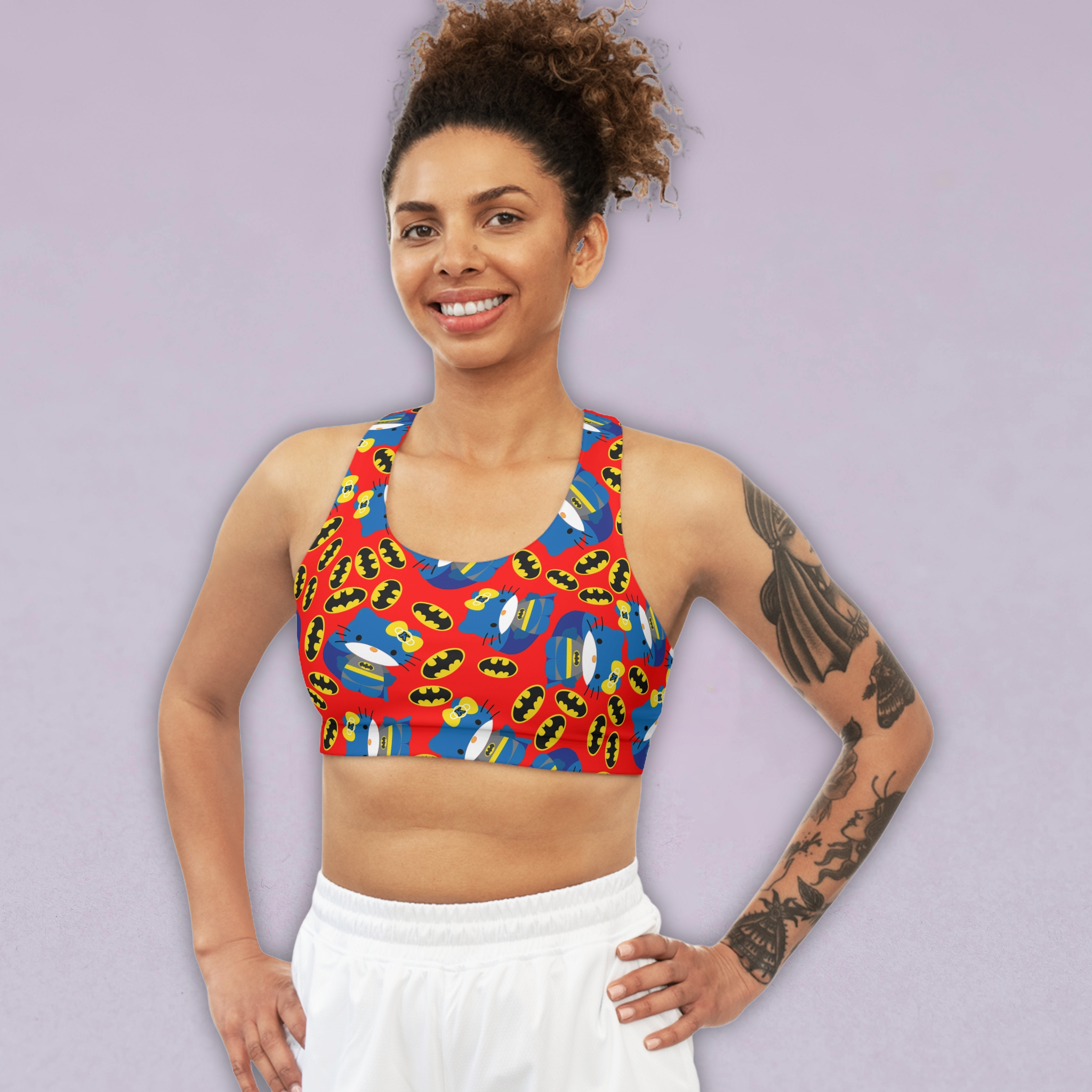 Sports bra batman kitty logo red