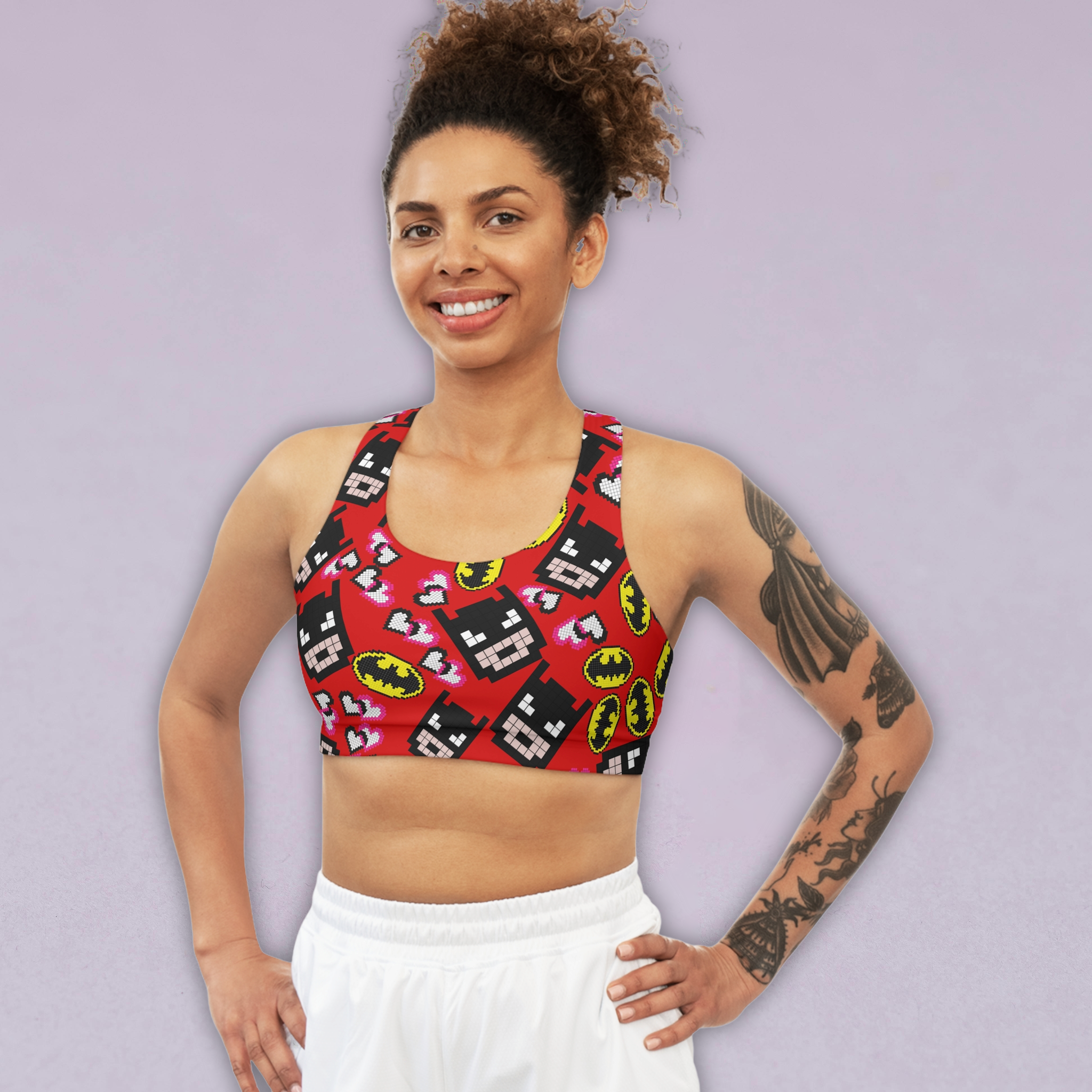 Sports bra batman pixel red