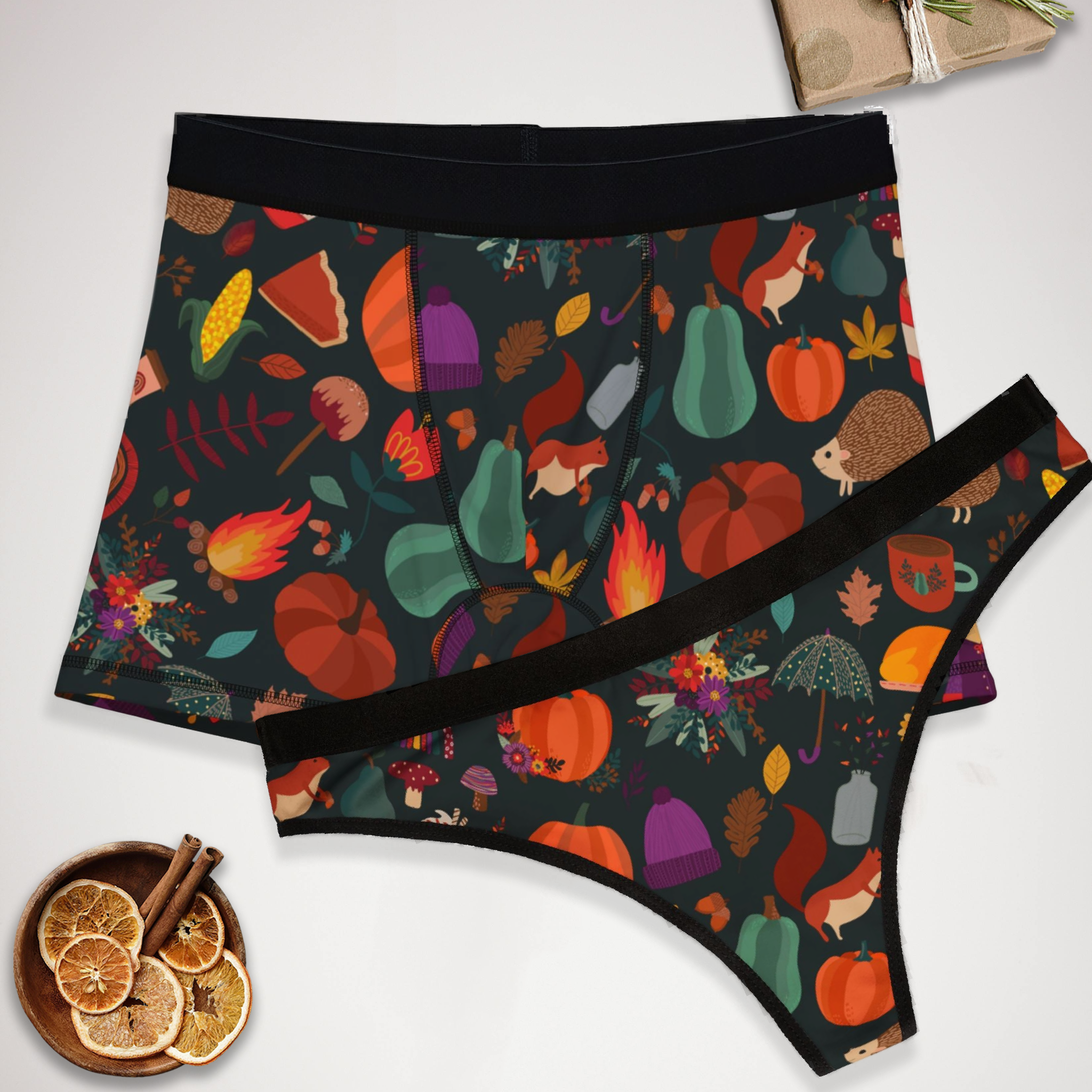 Matching underwear Cosy Autumn One One for couples boxer & thong set