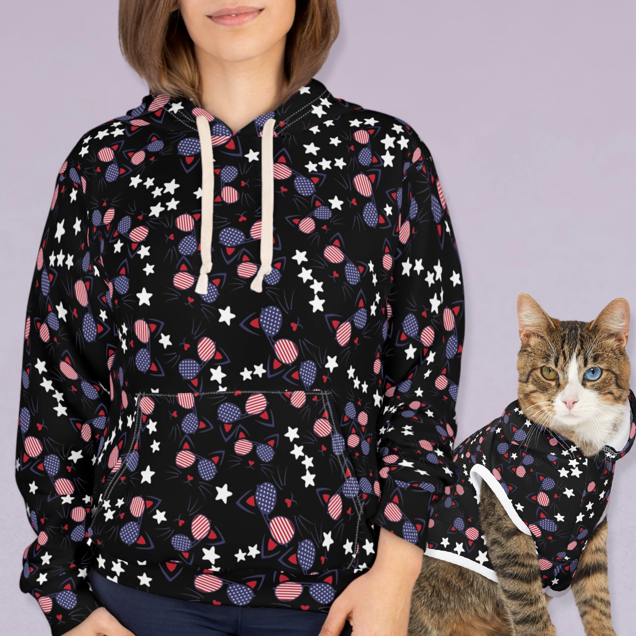 Matching Cat & Dog Pet and Owner Outfits meowica  th july american independence day unisex sweaters/hoodies