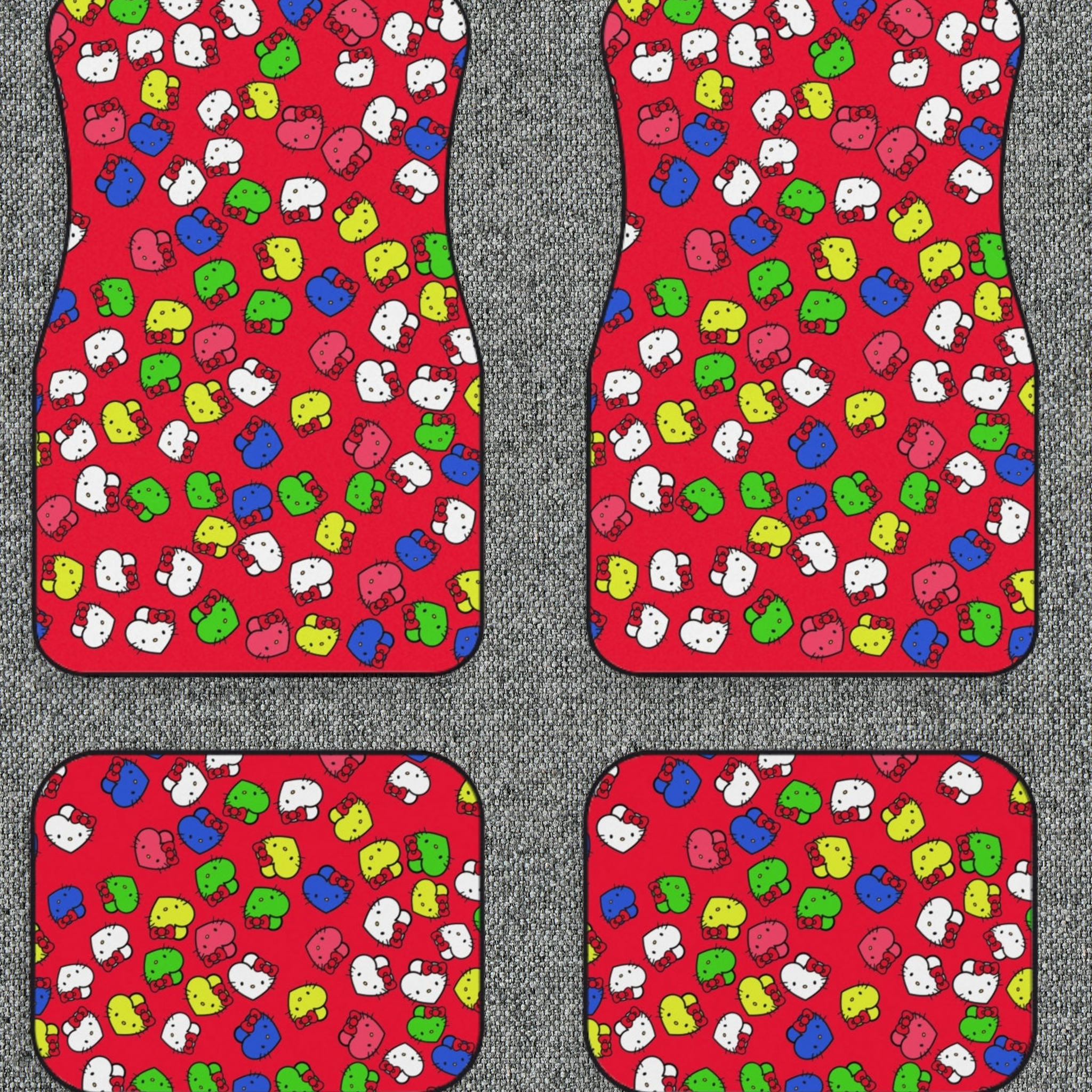 Auto Car Mats kitty hearts multi colors