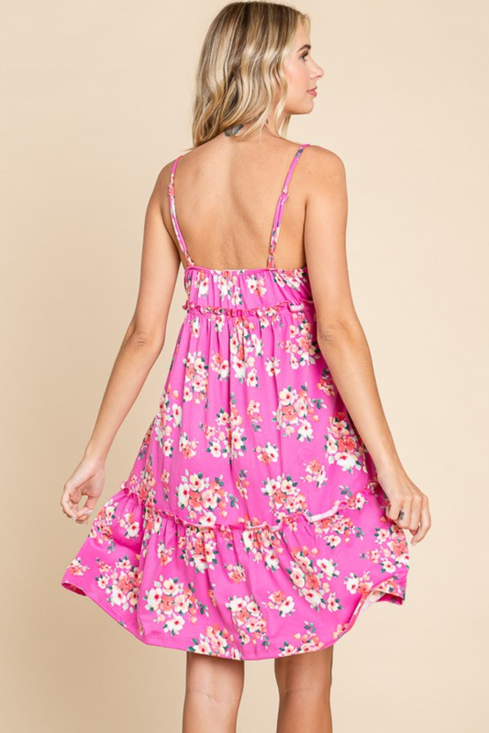 Summer Chic: Floral Ruffled Cami Dress for Beach Weddings & Parties