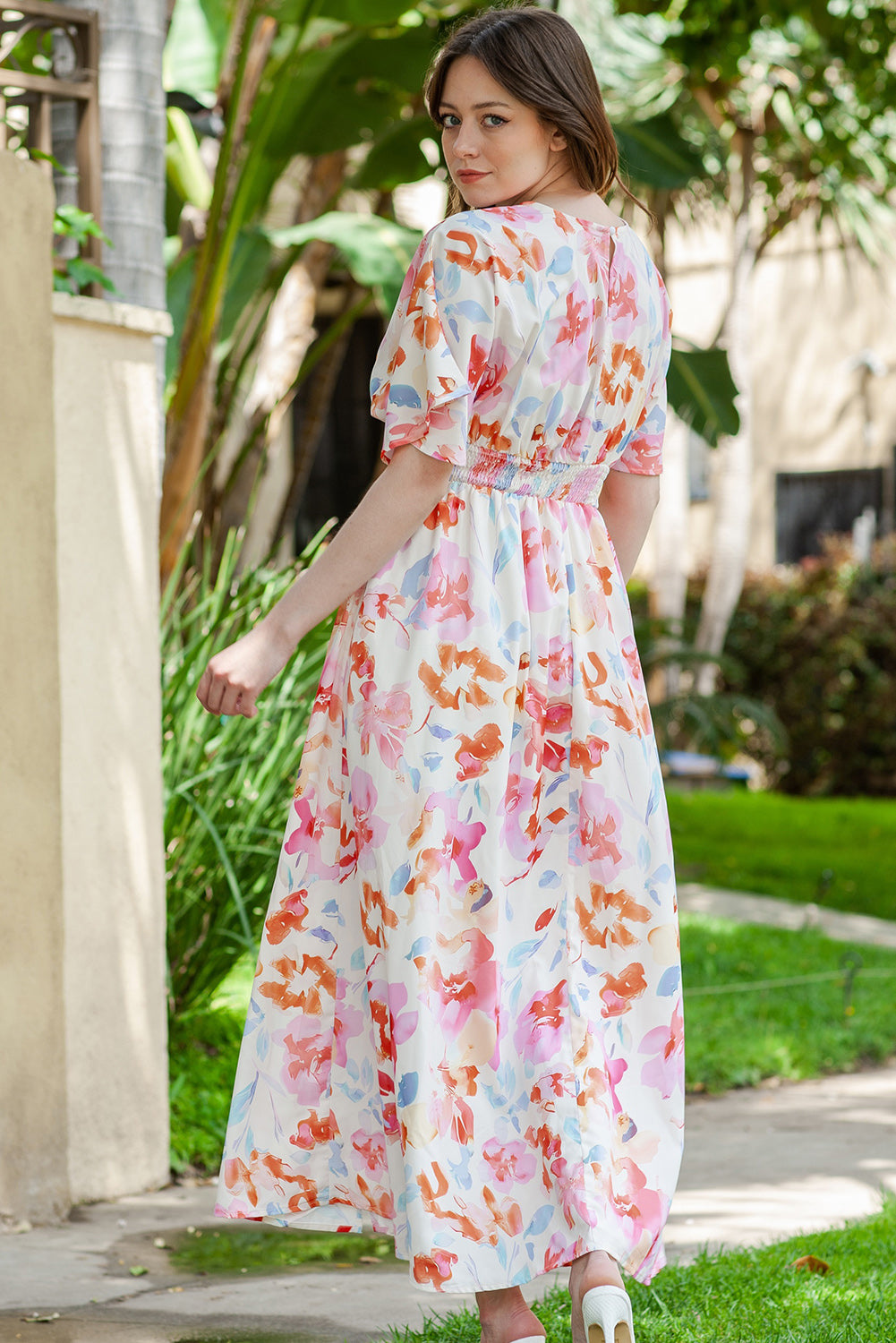 Summer Chic: Floral Deep V Slit Maxi Dress - Perfect for Beach Weddings and Parties!
