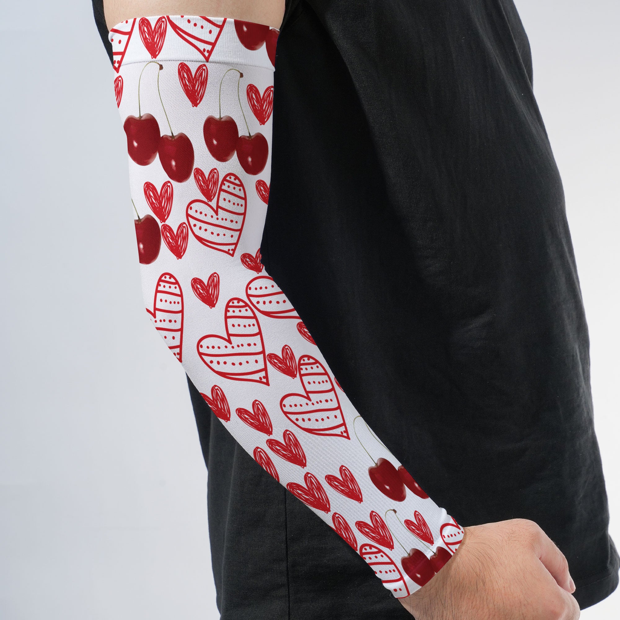 Arm Sleeves Cherry And 2 Sweet Hearts White