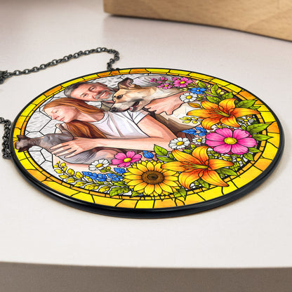 Custom Photo Family Gifts Anniversary Gifts For Her, Wife, Mom - Personalized Window Hanging Suncatcher