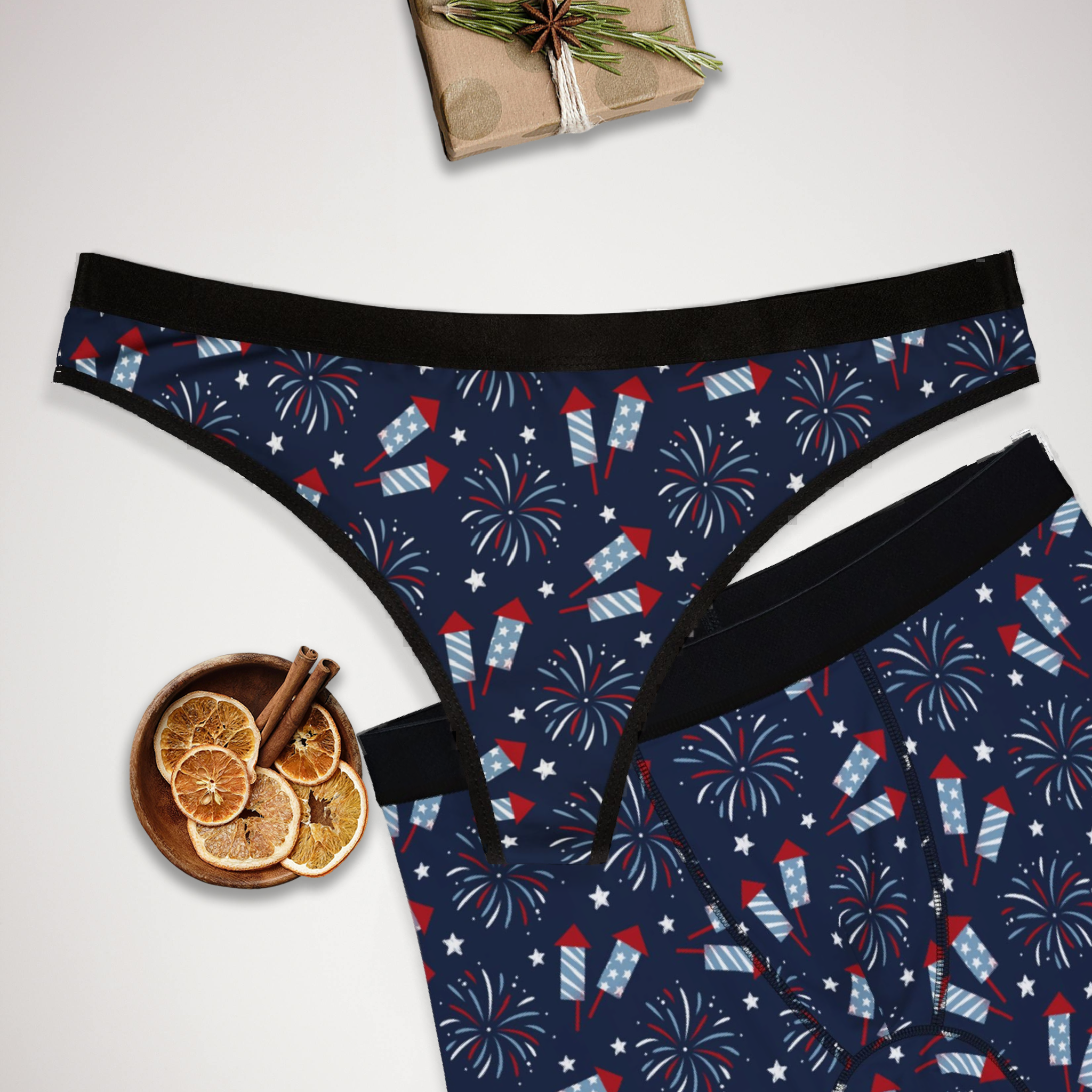 Matching underwear 4th of July for couples boxer & thong