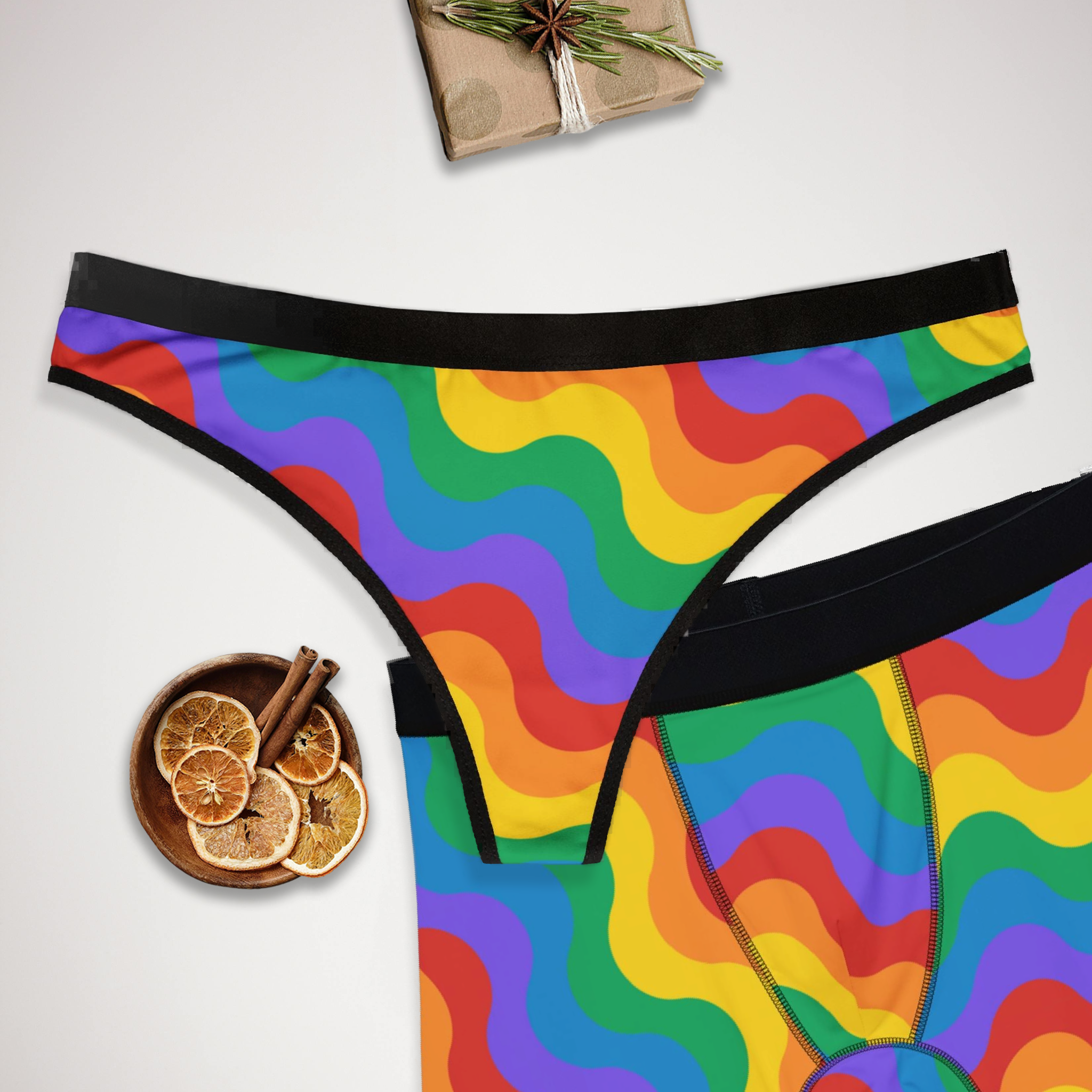 Matching underwear Pride Month for couples boxer & thong set