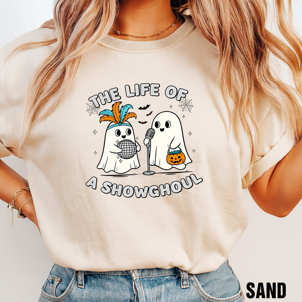 The Life Of A Showghoul Shirt Comfort Colors, Cute Ghost Halloween T shirt, Funny Skeleton Music Album 2026 Tee, Spooky Season Gift