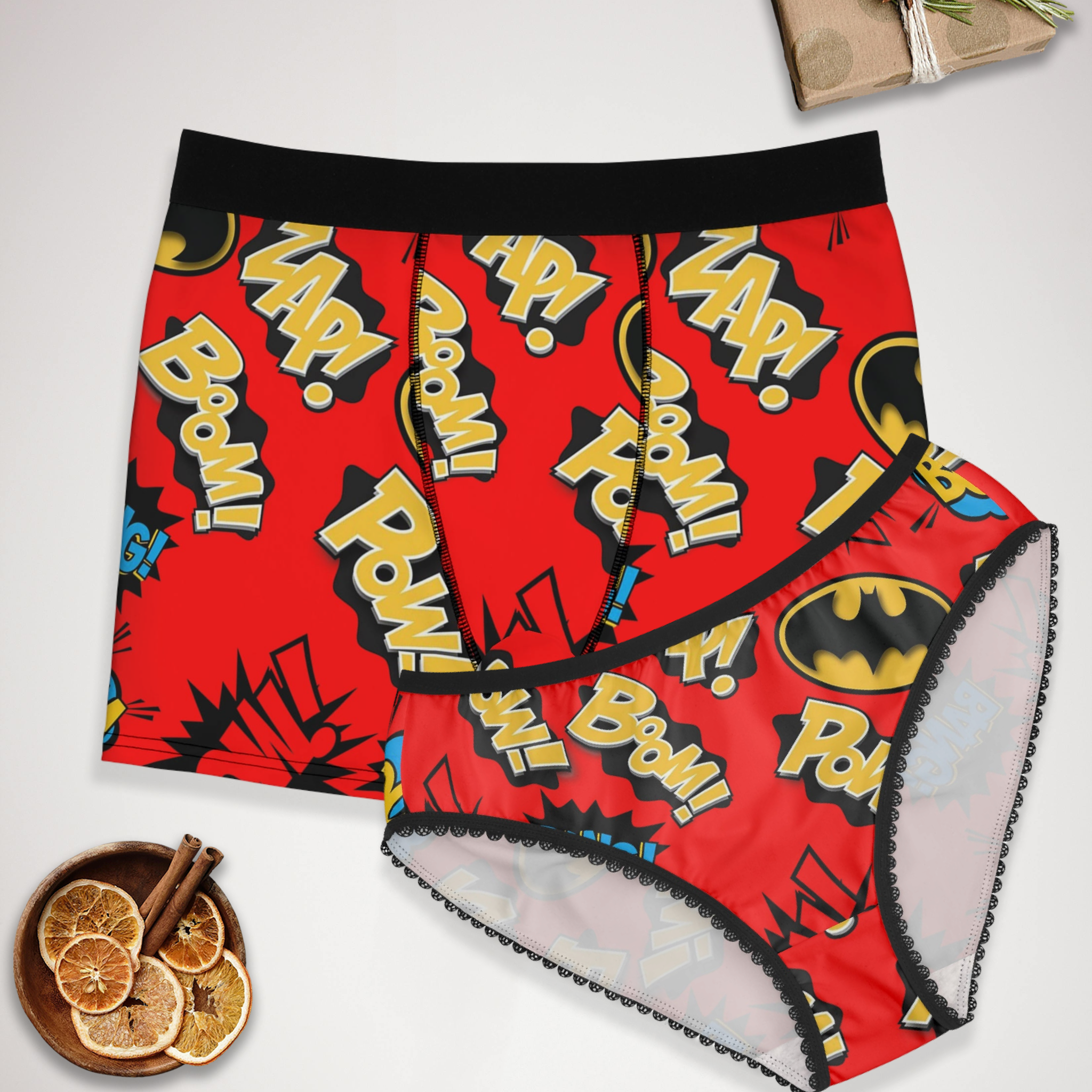 Couples matching batman sounds underwear set boxer & briefs