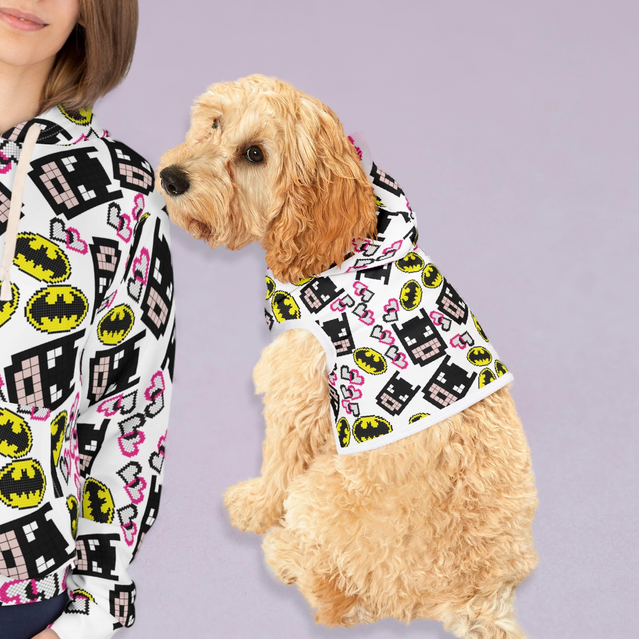 Matching Cat & Dog Pet and Owner Outfits batman pixel unisex sweaters/hoodies