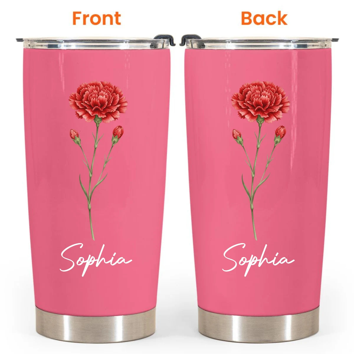 Personalized custom birth flower name for her gift for friends coworkers daughters sisters personalized tumbler cup sgt041202xltl
