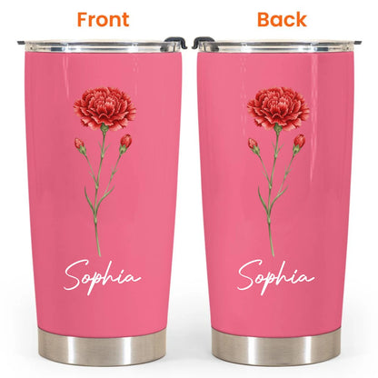Personalized custom birth flower name for her gift for friends coworkers daughters sisters personalized tumbler cup sgt041202xltl