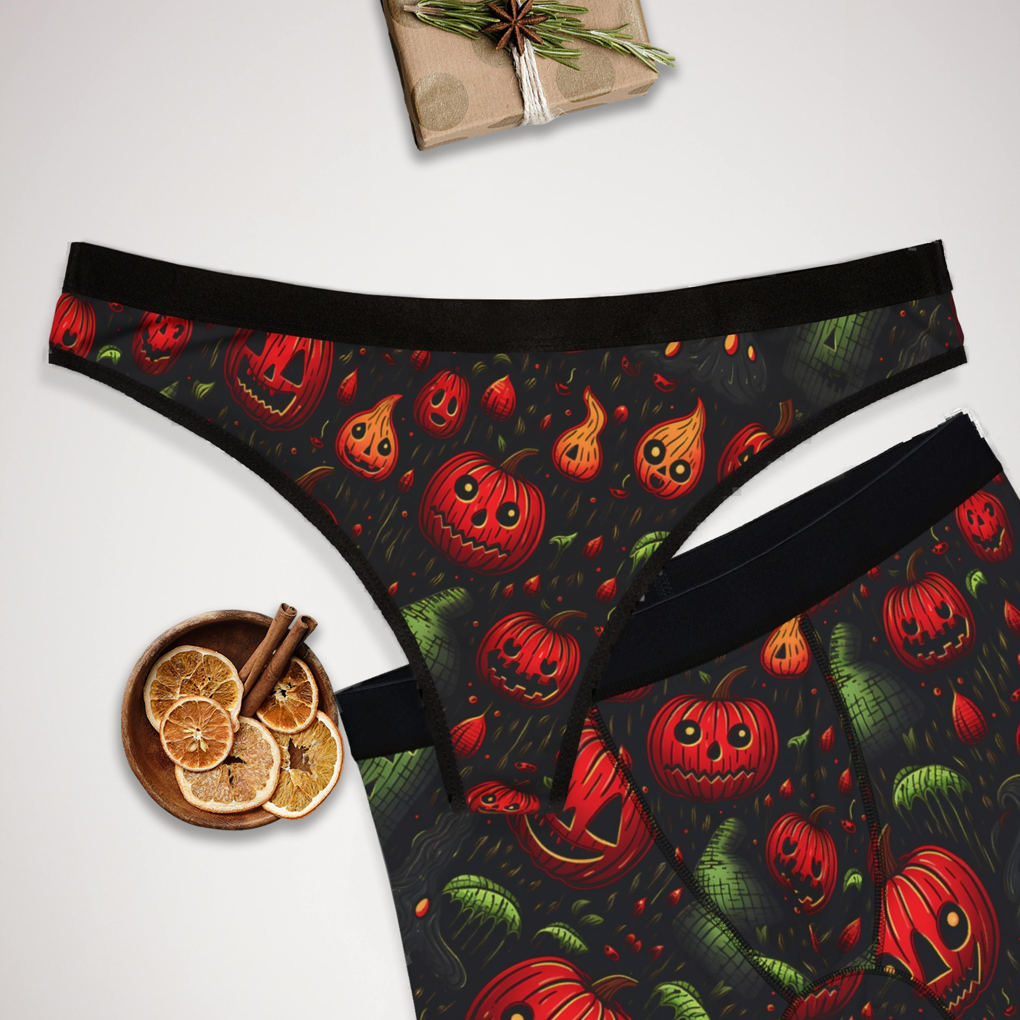 Matching underwear Halloween Crazy Extra for couples boxer & thong set