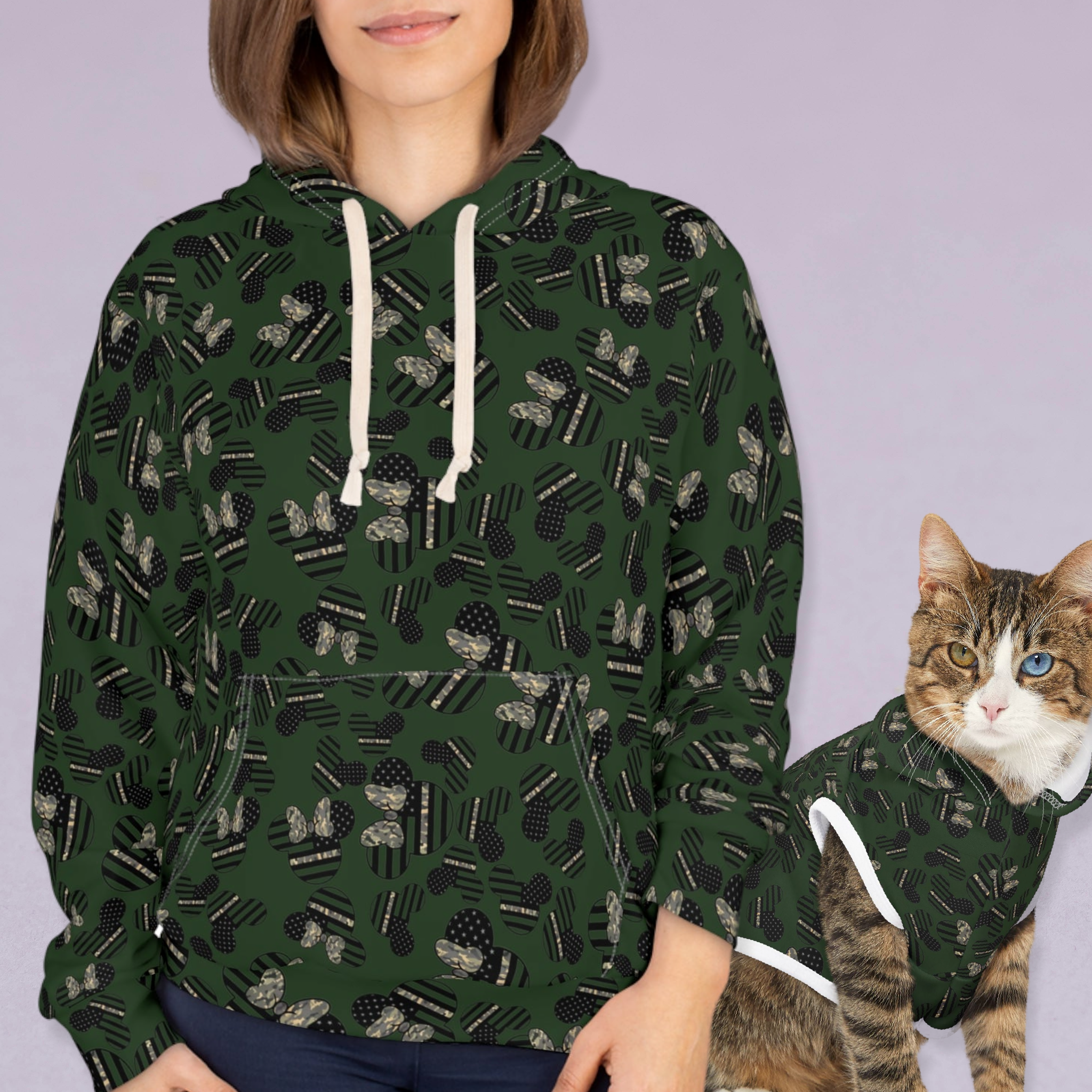 Matching Cat & Dog Pet and Owner Outfits veterans day mickey minnie unisex sweaters/hoodies