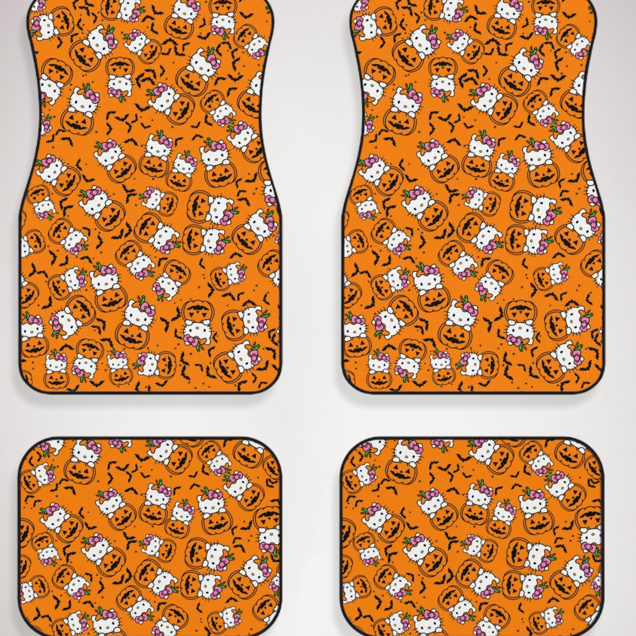 Car Mats kitty hold pumpkin Halloween