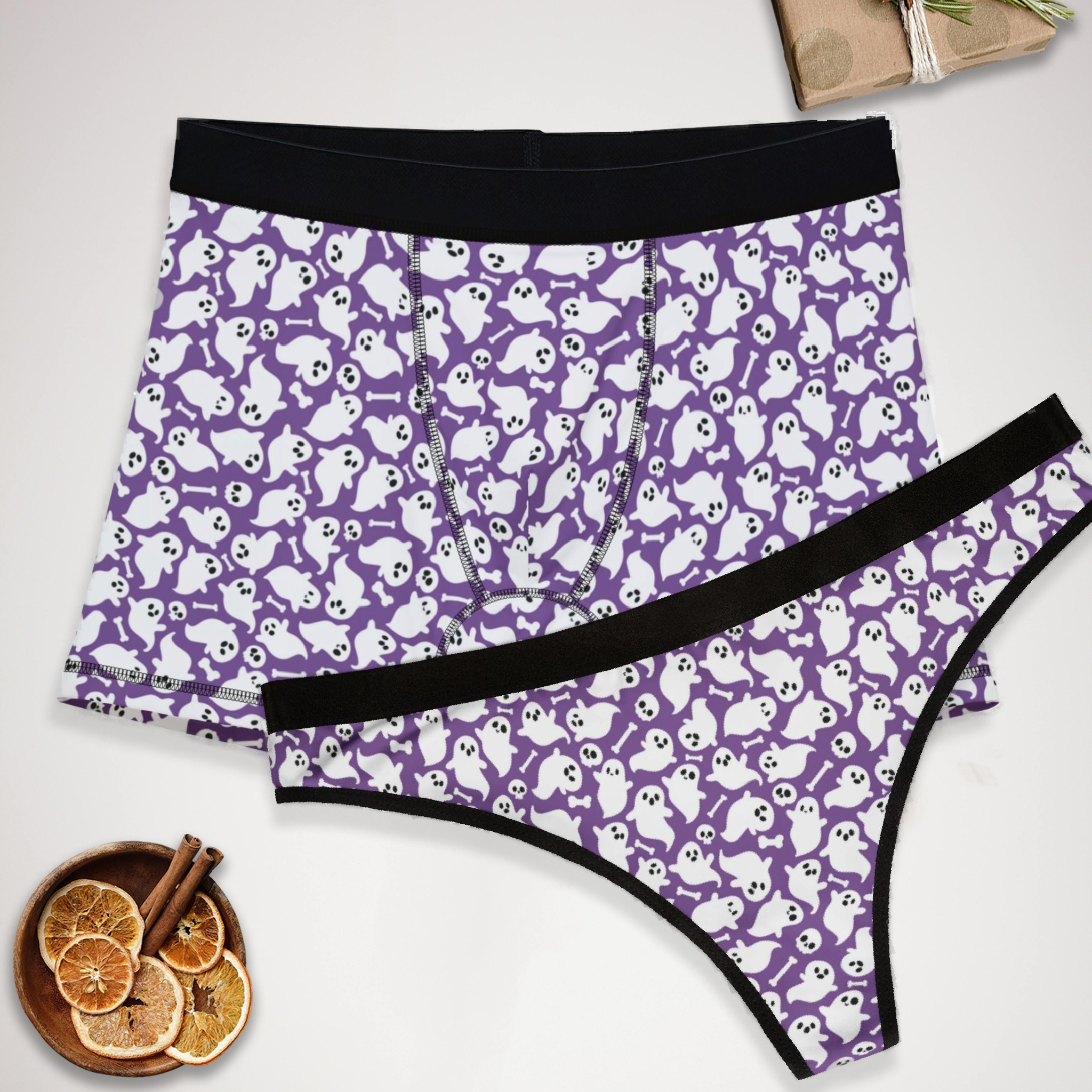 Matching underwear Cute Halloween Extra for couples boxer & thong set
