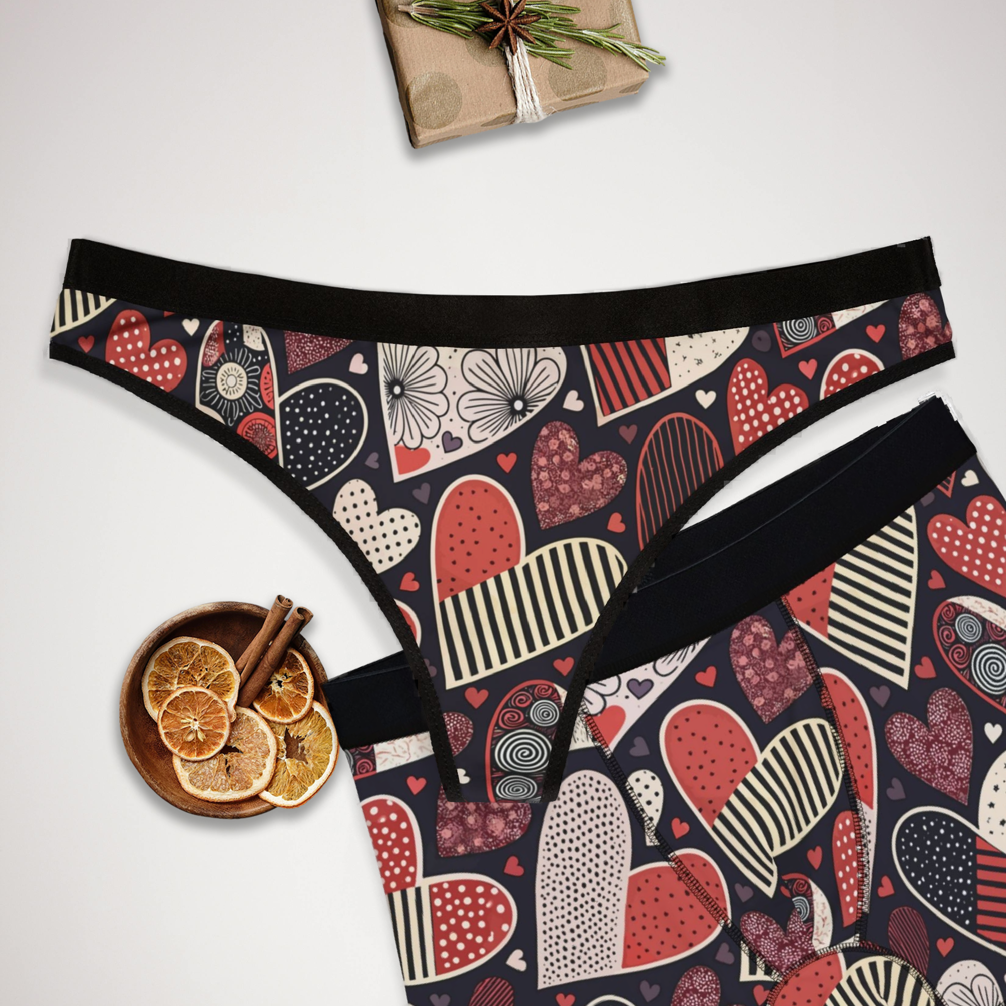 Matching underwear Valentine Heart Retro for couples boxer & thong set