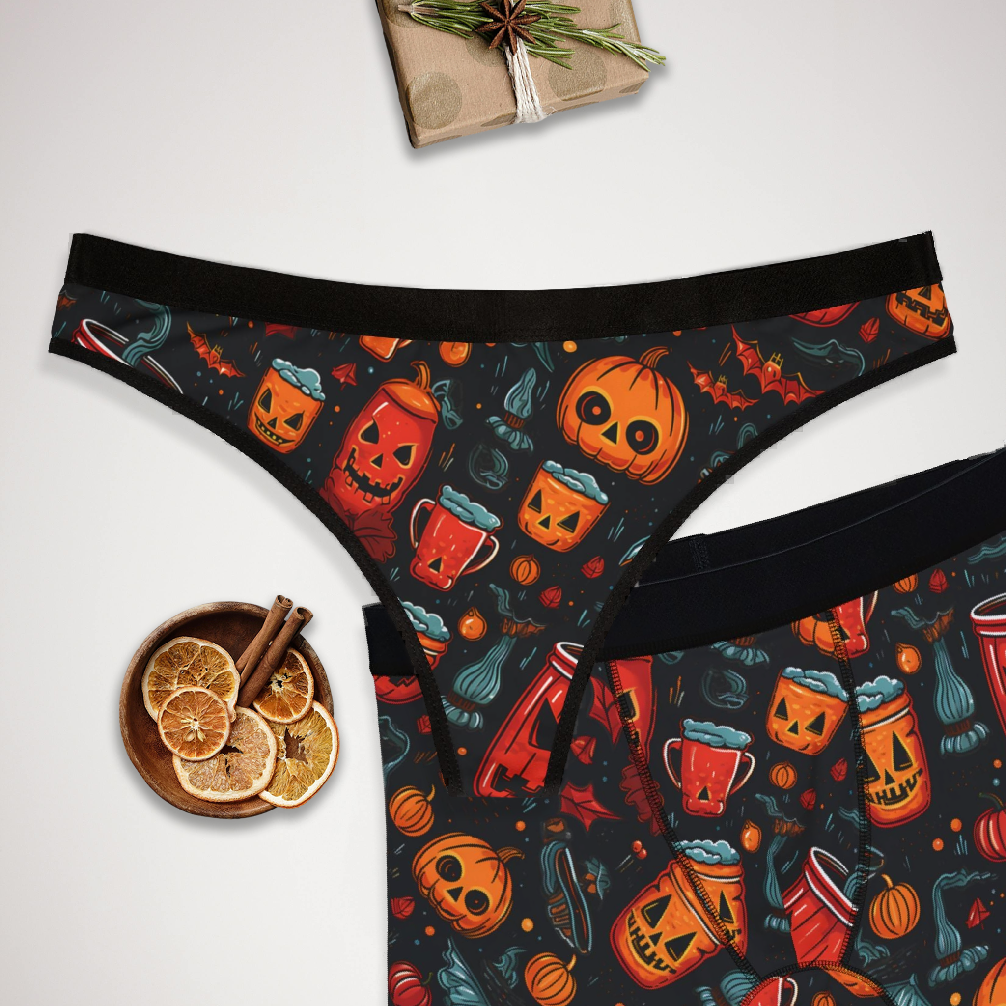 Matching underwear Halloween Crazy for couples boxer & thong set