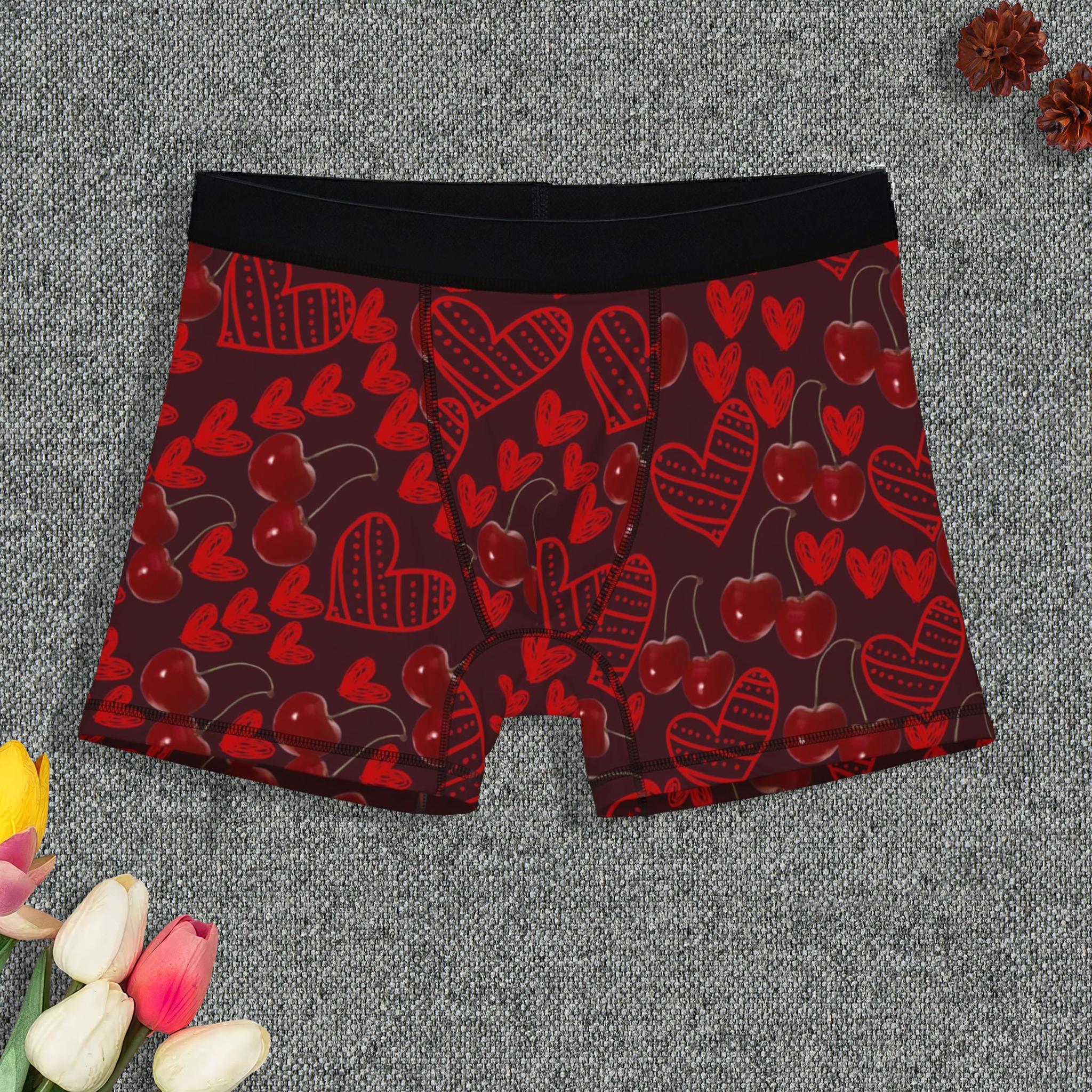 Couples matching  cherry and  sweet hearts red character underwear set boxer and thong