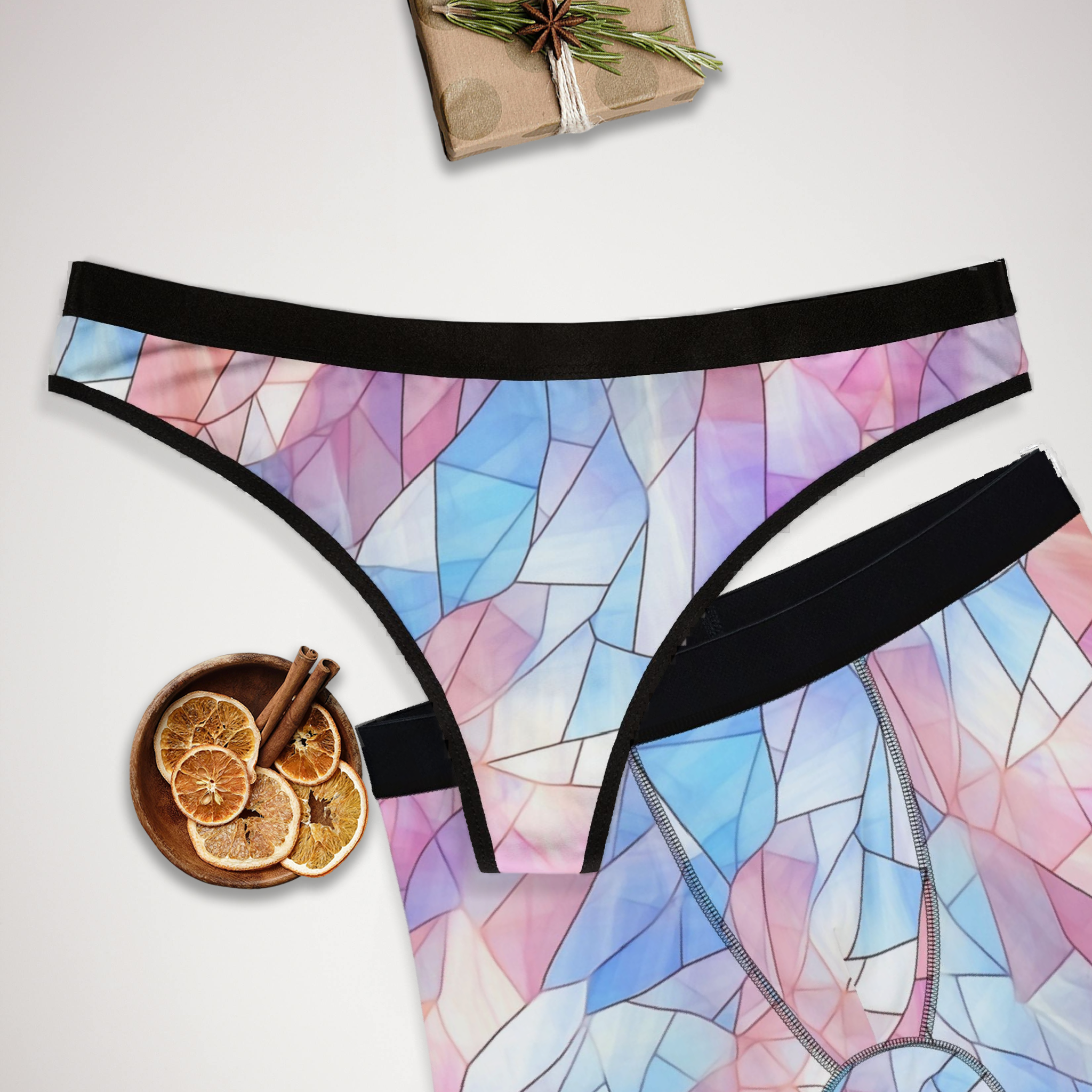 Matching underwear Pastel Stained Glass for couples boxer & thong set