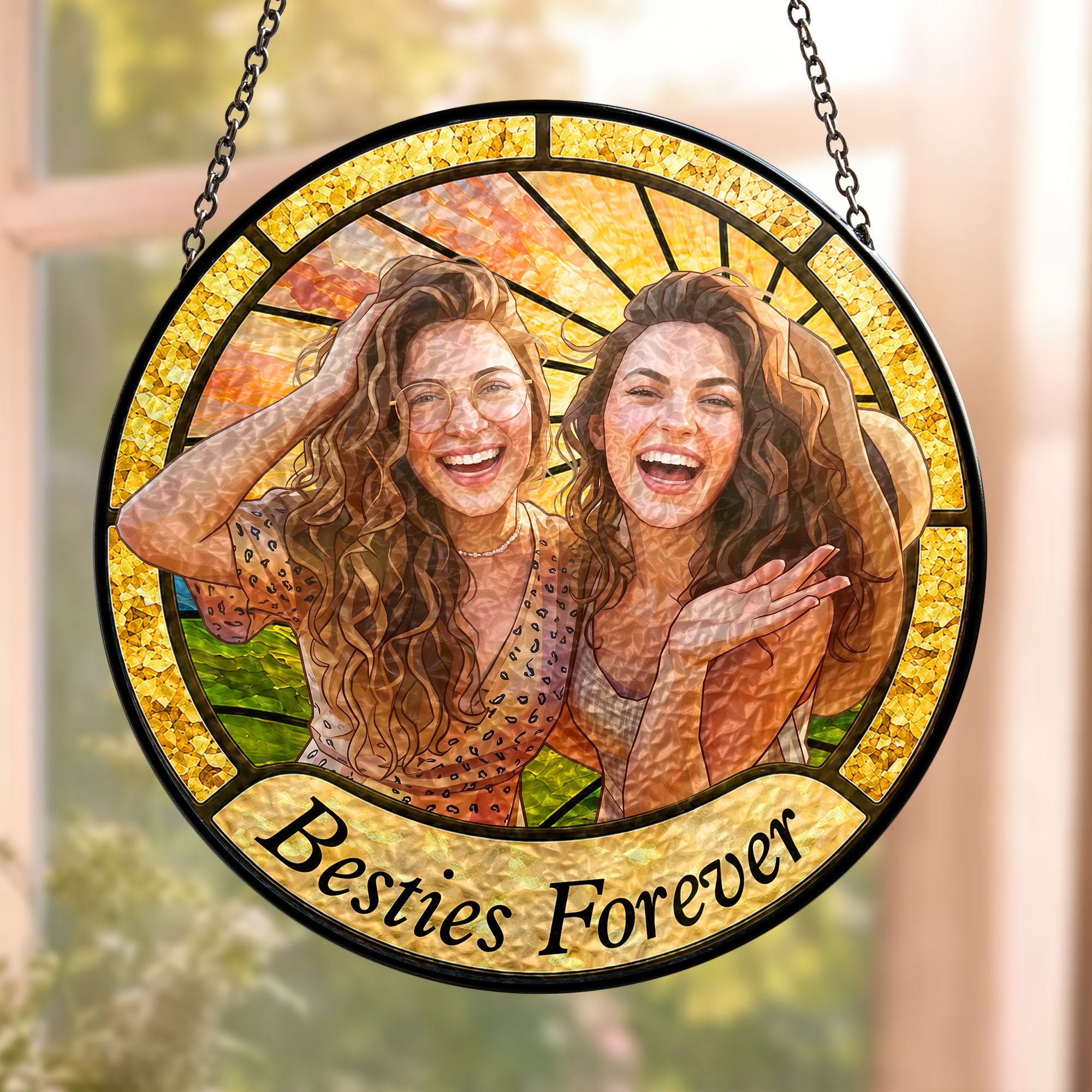 Friendship Gifts Photo Stained Glass - Personalized Window Hanging Suncatcher