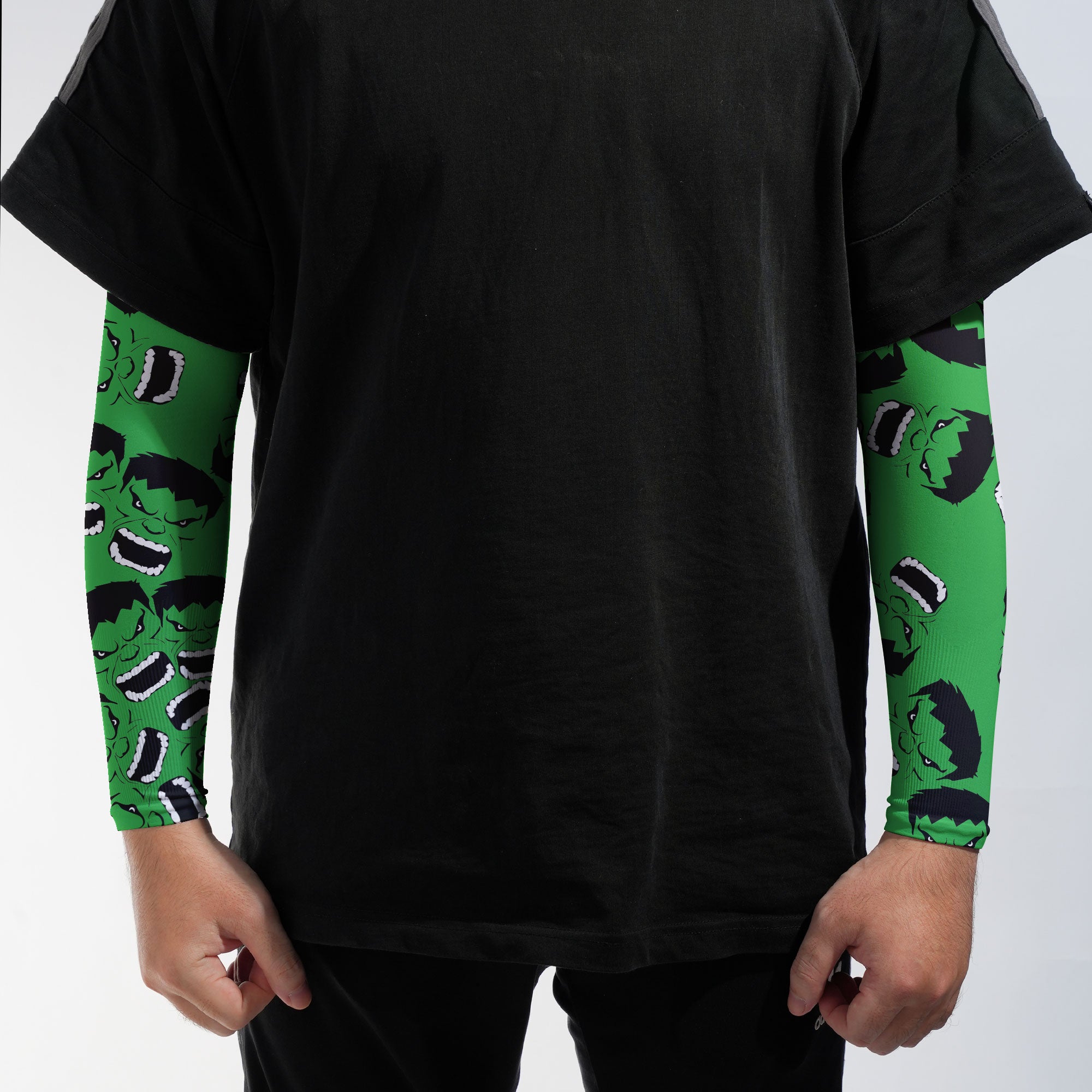 Arm Sleeves Hulk Face Green