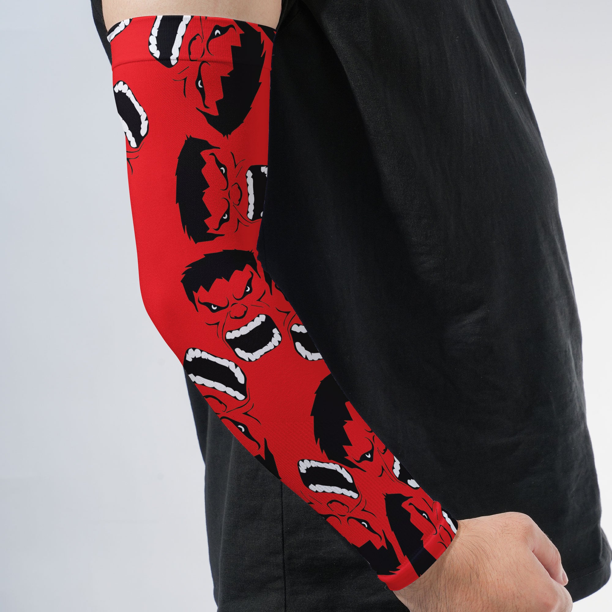 Arm Sleeves Hulk Face Red