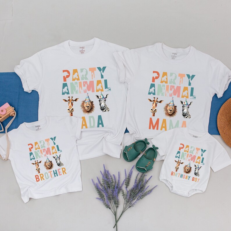 Party Animal Family Birthday T-Shirt: Matching Short Sleeve Romper Outfit!