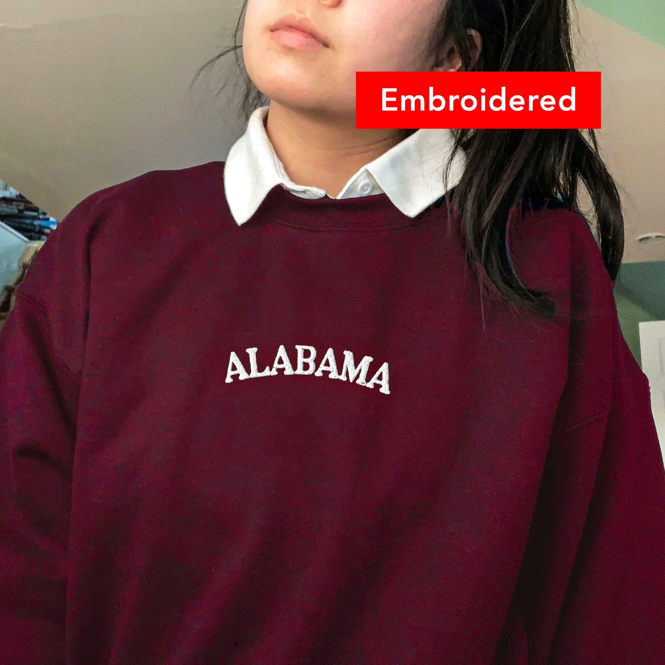 Alabama Sweatshirt Embroidered, Vintage College Crewneck, cute sweater oversized