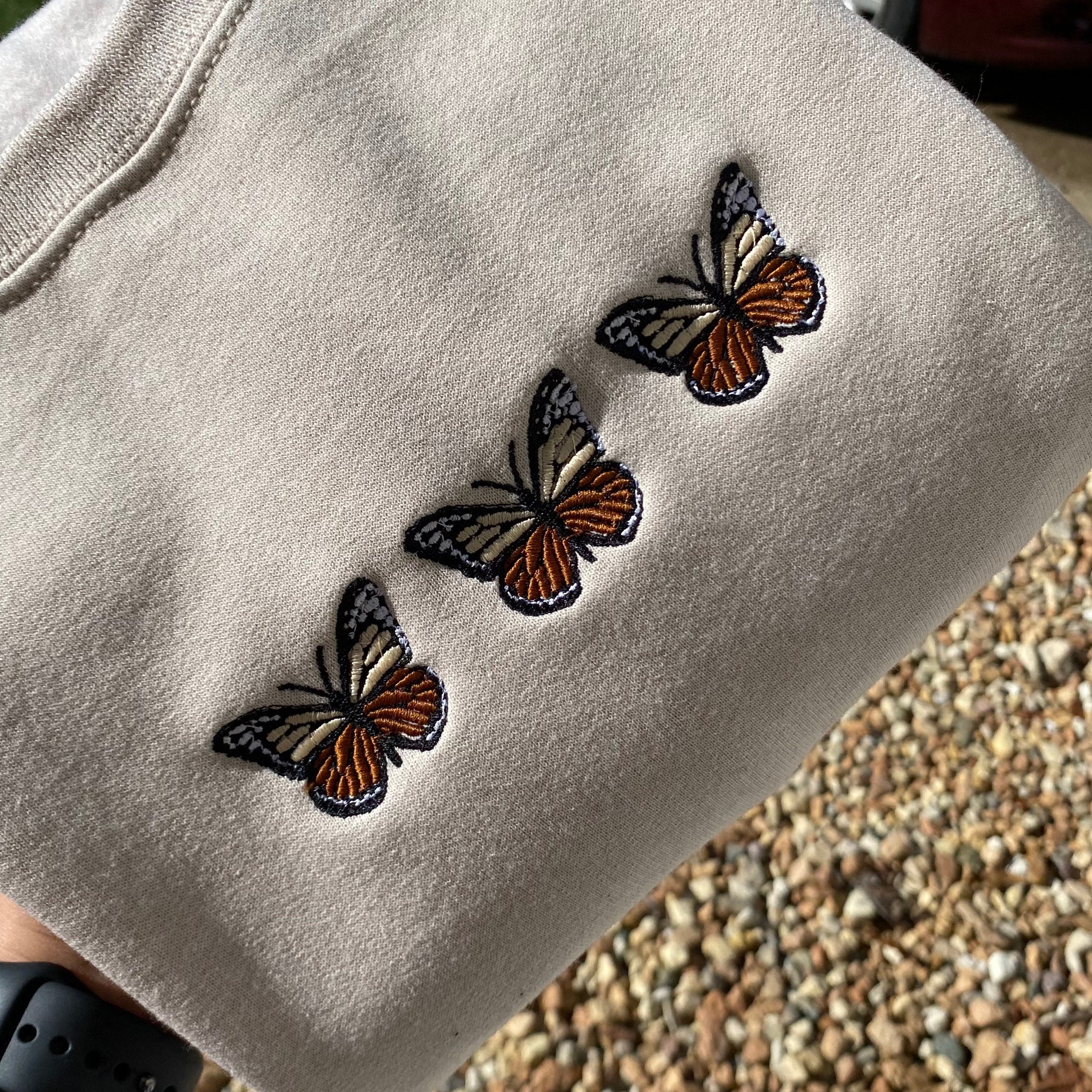 Butterfly embroidered Sweatshirt- More Colors Available( 3 Butterfly)