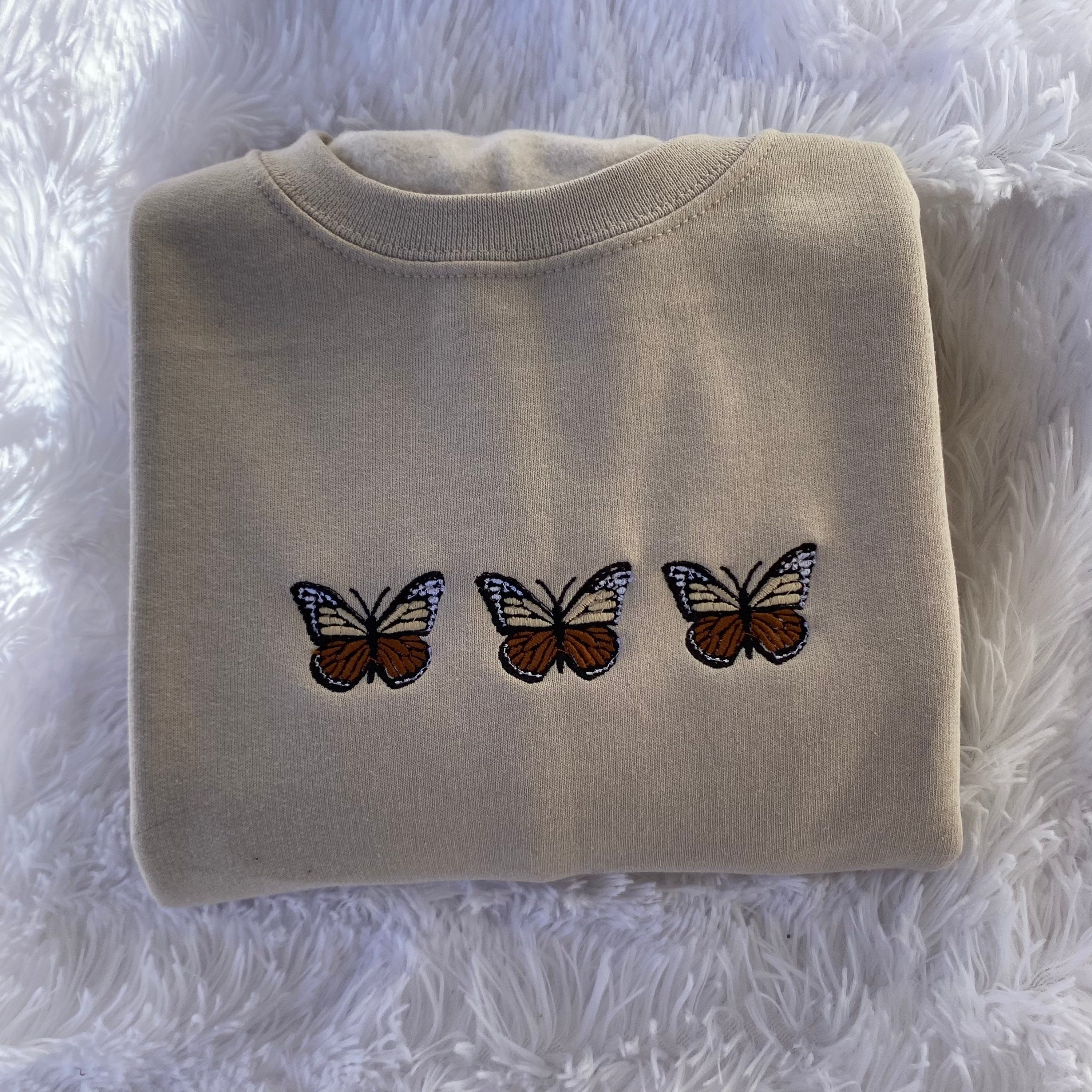 Butterfly embroidered Sweatshirt- More Colors Available( 3 Butterfly)