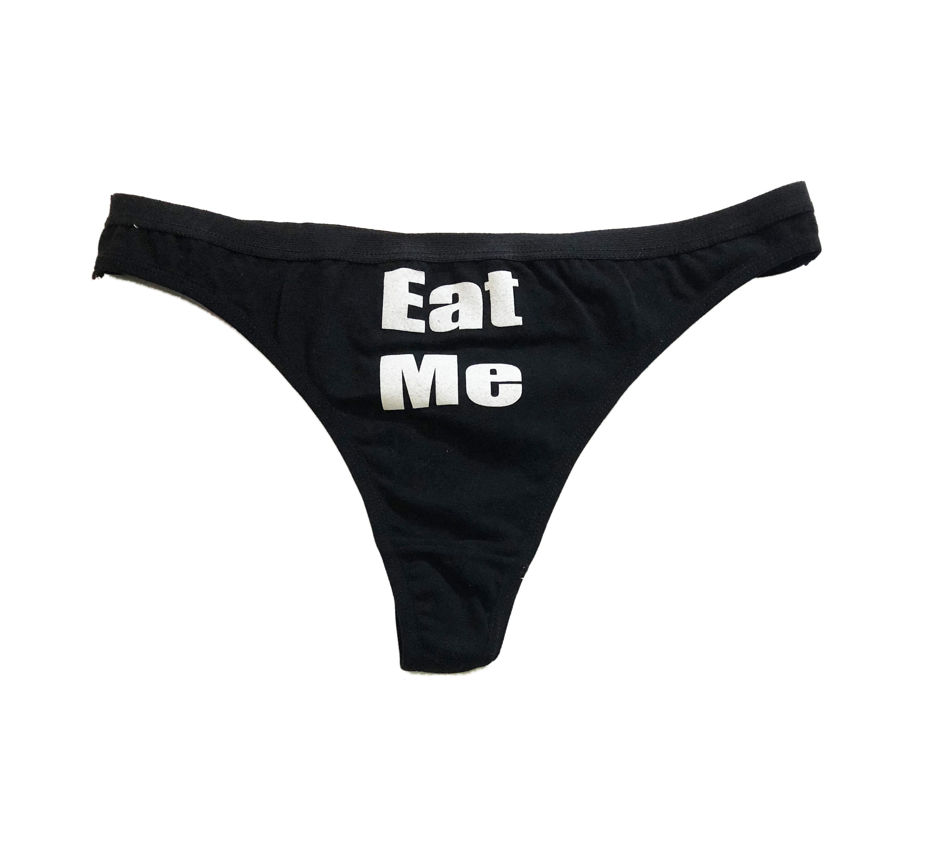 Eat Me" Cotton Blend Thong Panty: A Bold Statement Piece