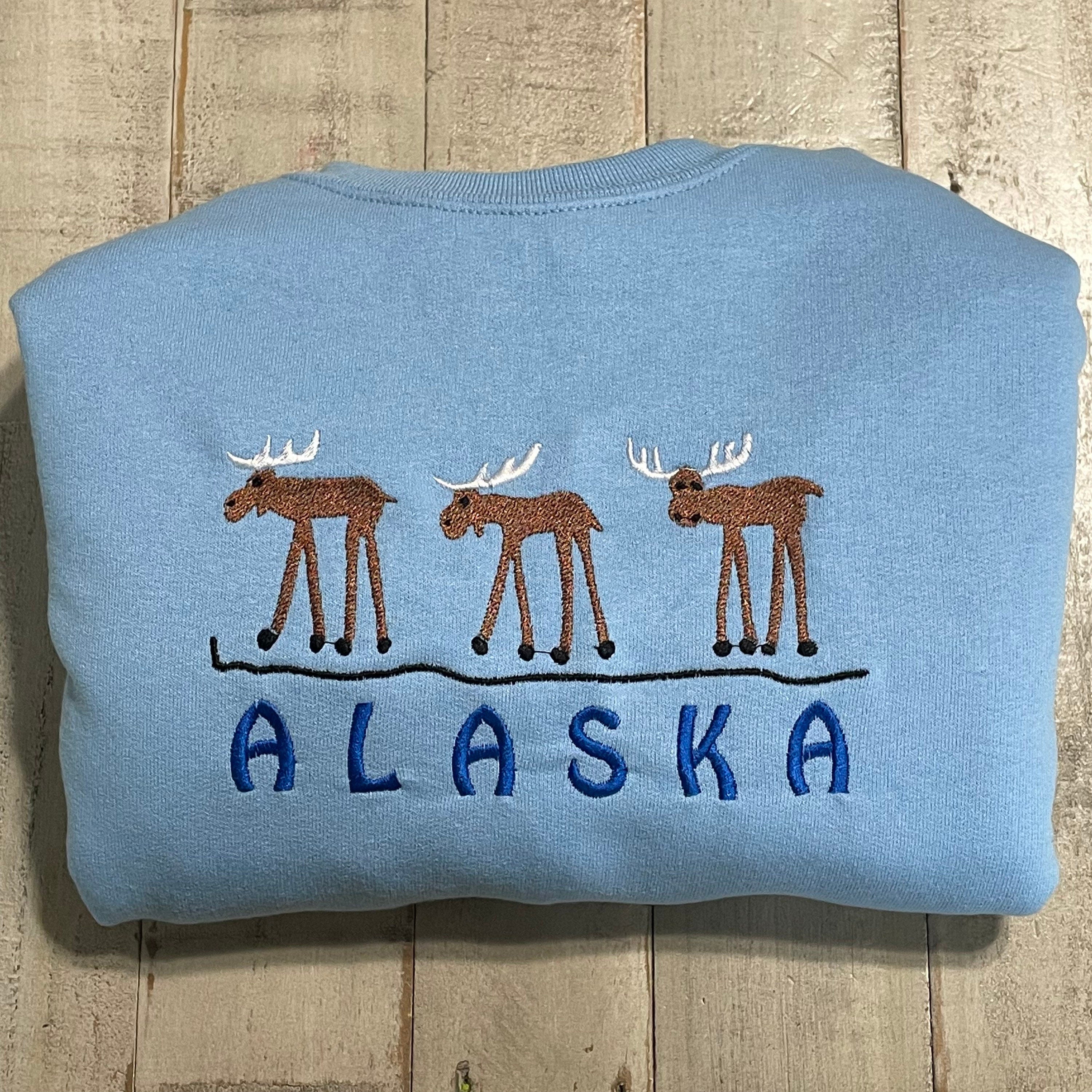 Alaska Embroidered Crewneck Sweatshirt (Moose)