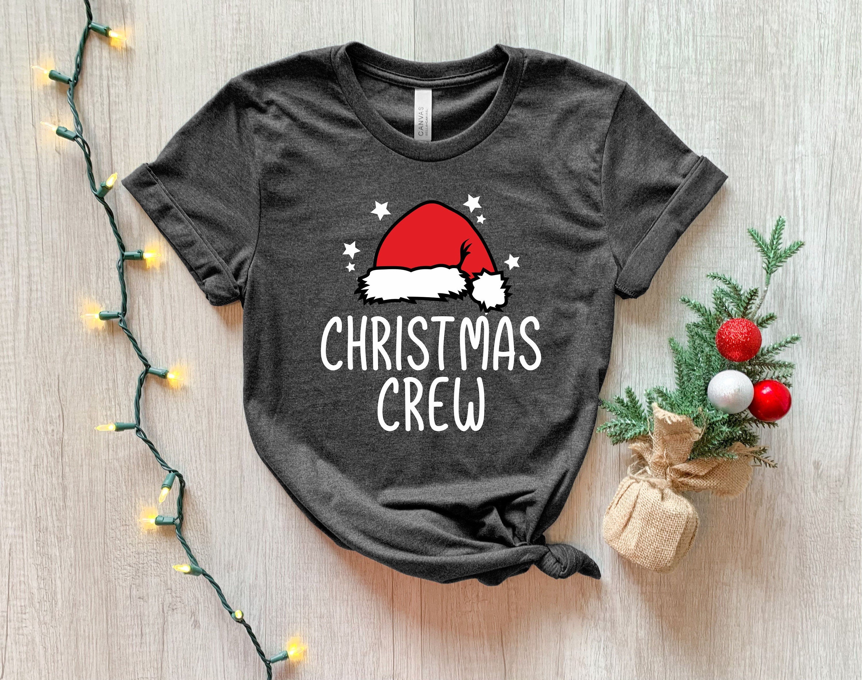 Gildan 5000 Unisex Heavy Cotton Tee: Christmas Crew Shirt for Family, Merry Christmas Matching Shirts, Holiday Outfit, Teacher Gift, Printify Choice, Festive Aesthetic with Christmas Lights