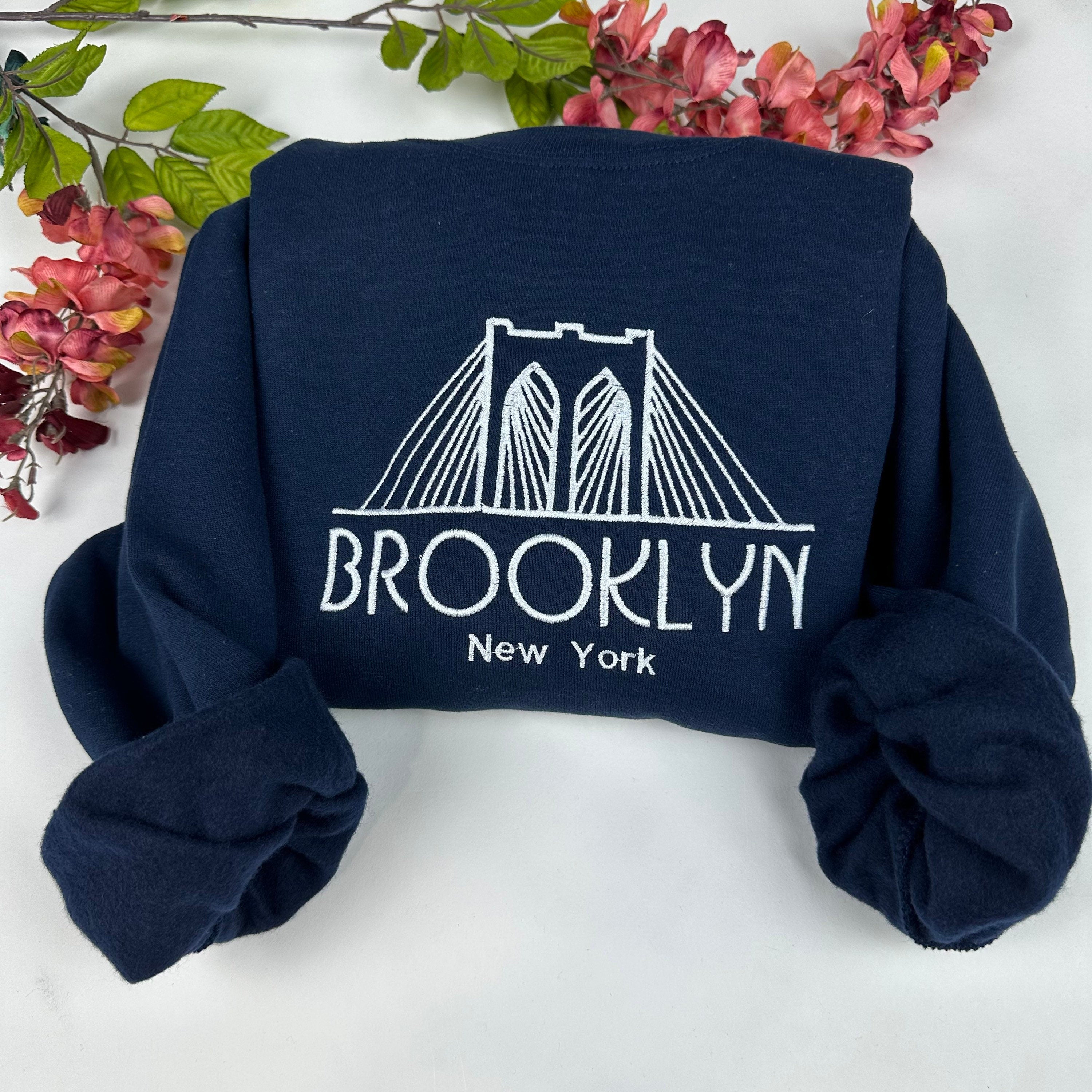 Brooklyn Embroidered Crewneck - NYC Sweatshirt (Bridge)