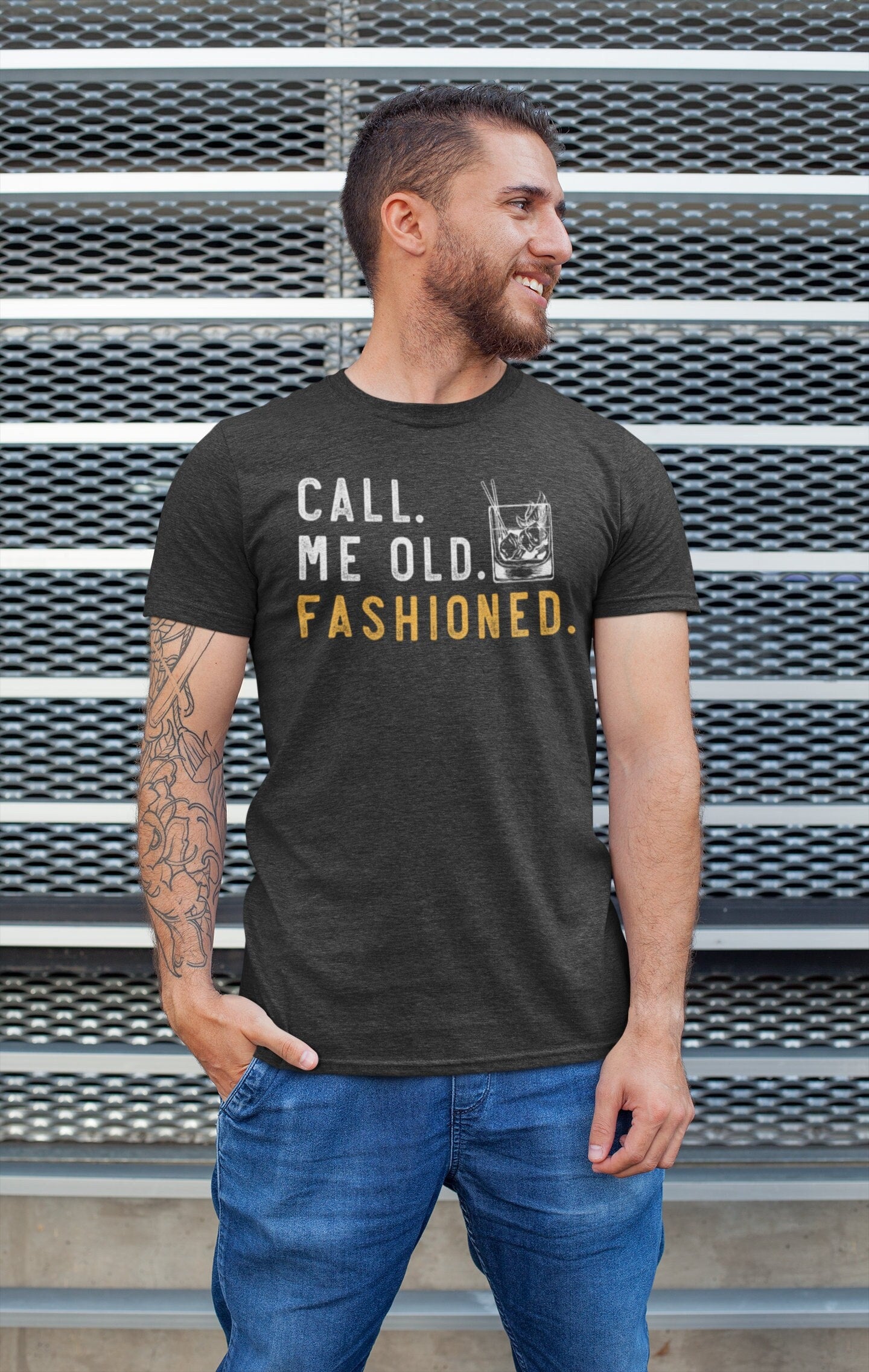 Gildan 5000 Unisex Heavy Cotton Tee, Call Me Old Fashioned Whiskey Shirt, Perfect Bourbon Lover Gift for Men, Fathers Day Tee, Printify Choice