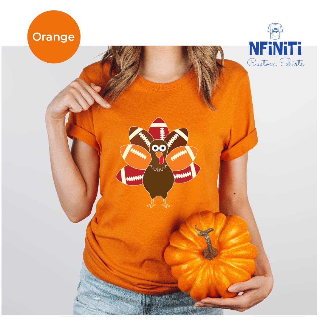 Funny Turkey Football Thanksgiving T-Shirt, Unisex Heavy Cotton Tee by Gildan 5000, Perfect Game Day Outfit, Printify Choice for Men and Women, Ideal Thanksgiving Gift