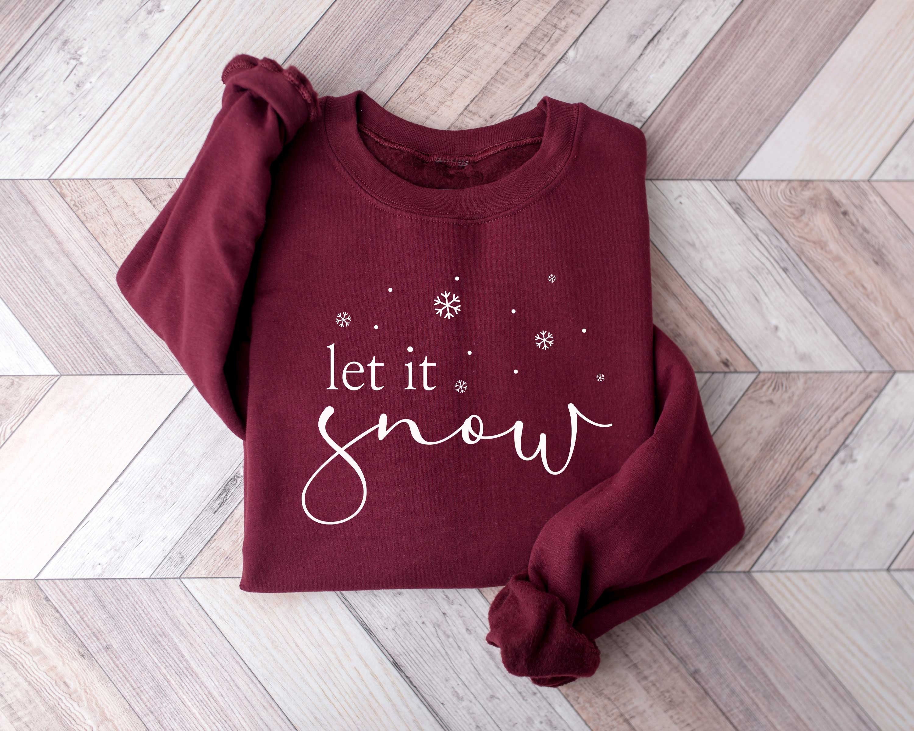 Let It Snow Gildan 18000 Sweatshirt, Winter Lover Gift, Cozy Christmas Outfit for Women, Printify Choice Holiday Aesthetic