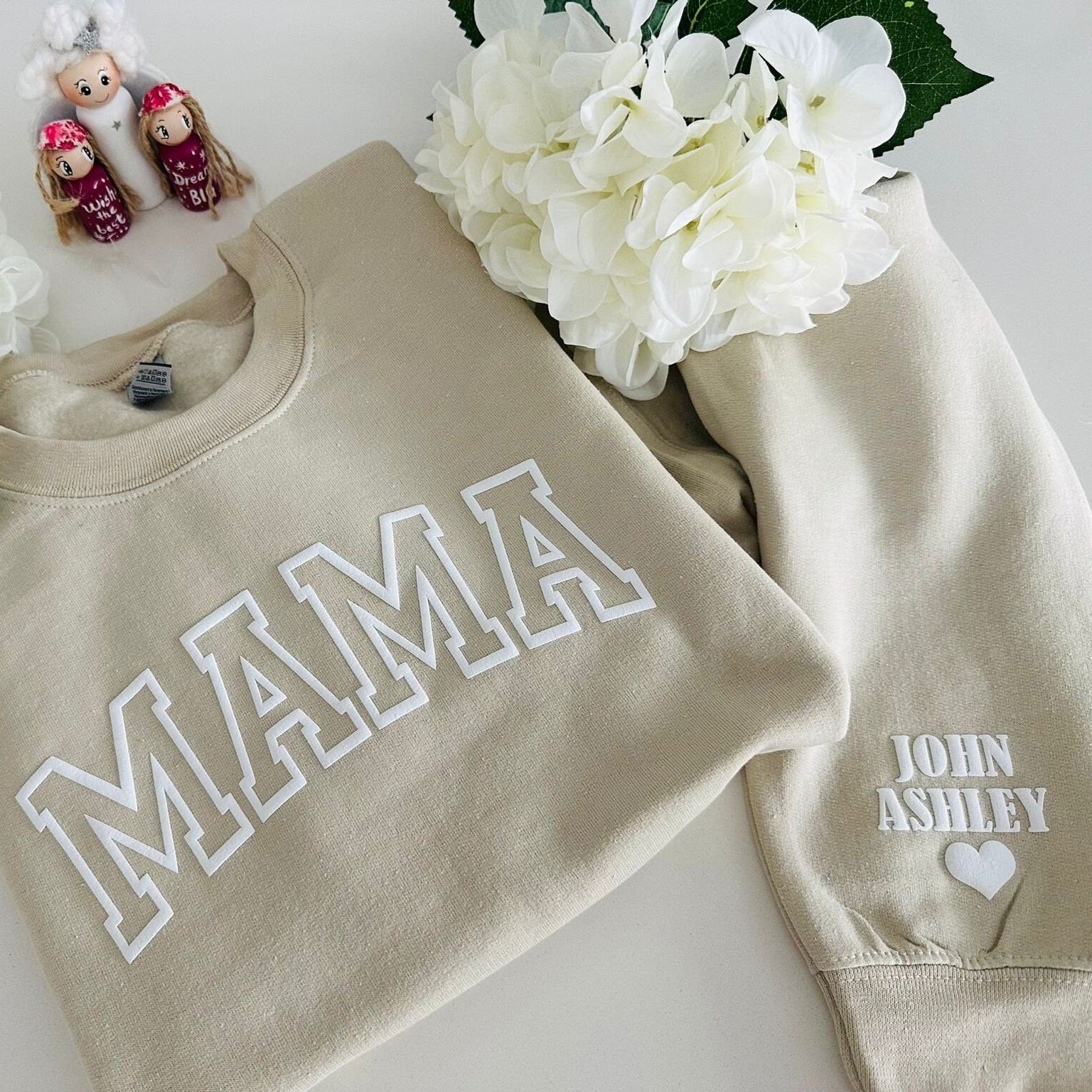 Custom Mama Sweatshirt with Kids Names,Puff Letters,Embossed Lettering,Gift for Mom,Mama Sweater,Embossed MAMA Sweatshirt,Mothers Day Gift