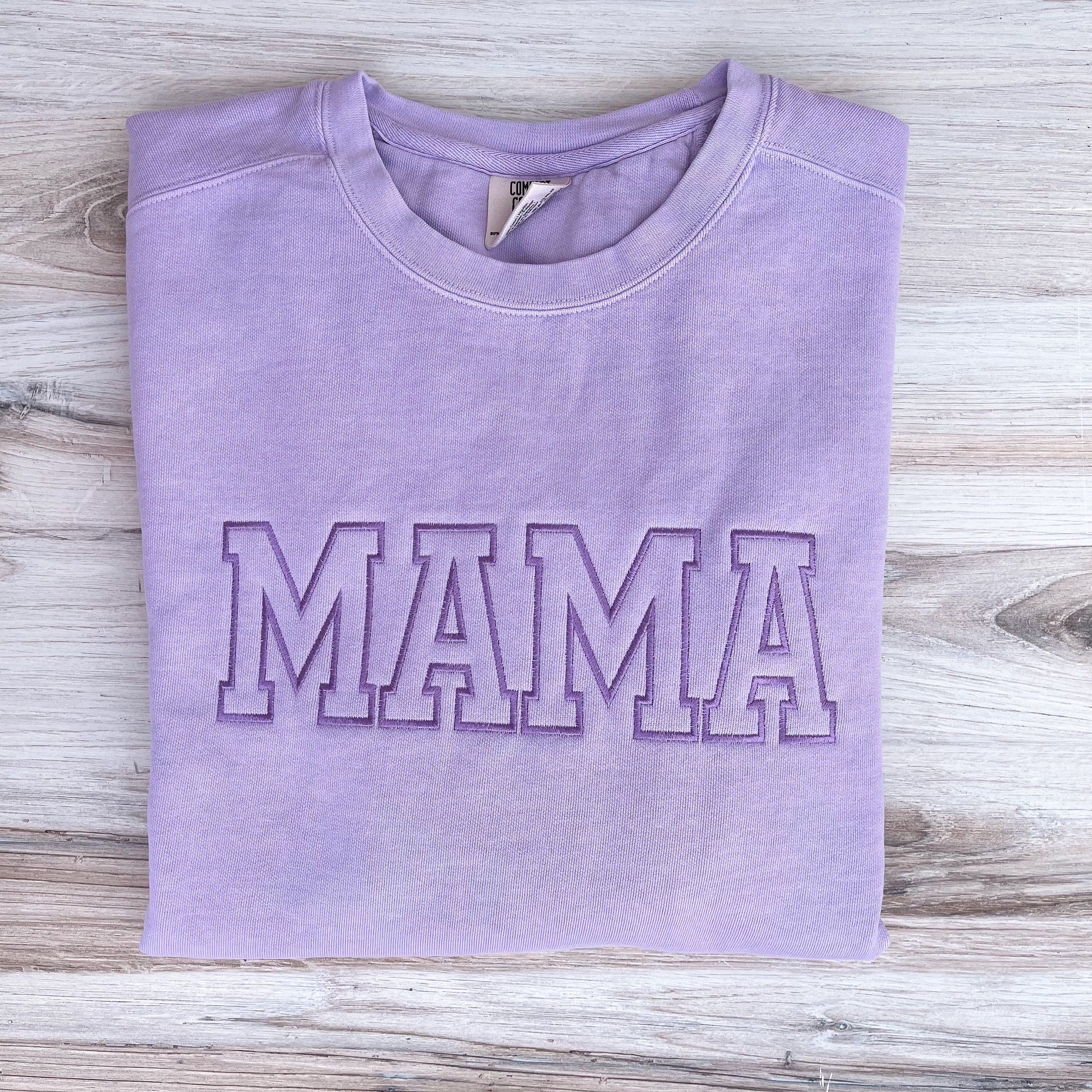 Mama Embroidered Comfort Colors Sweatshirt, Mom Crewneck, Mother’s Day Gift, Mom Crew, New Mom Sweatshirt, Gift For Mom, Embroidered Crew