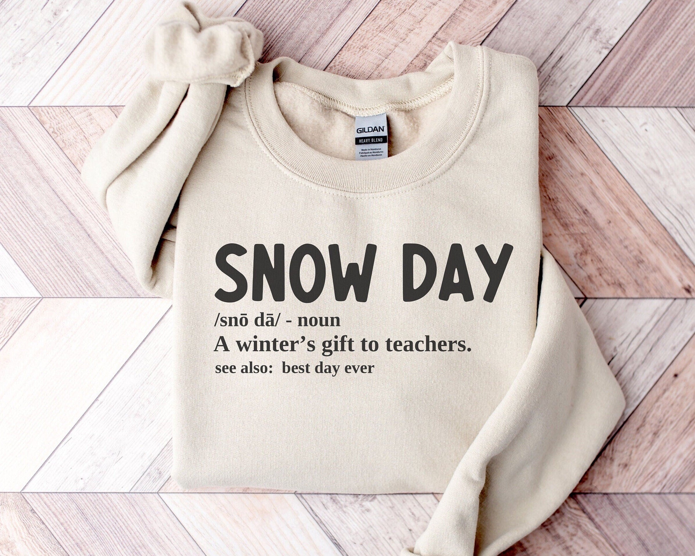 Snow Day Teacher Sweatshirt Gildan 18000 Unisex Winter Gift Printify Choice Cozy Crewneck for Educators