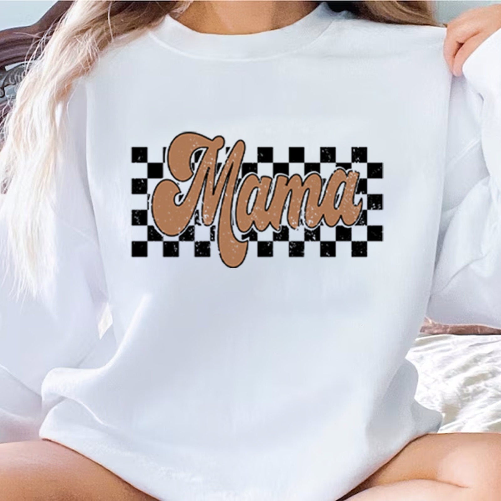 Checkered Retro Mama Sweatshirt, Varsity Mom Crewneck ,Mother's Day Gifts, Retro Shirt, Retro Mama Shirt, Mother’s Day Gifts, Mom Sweatshirt