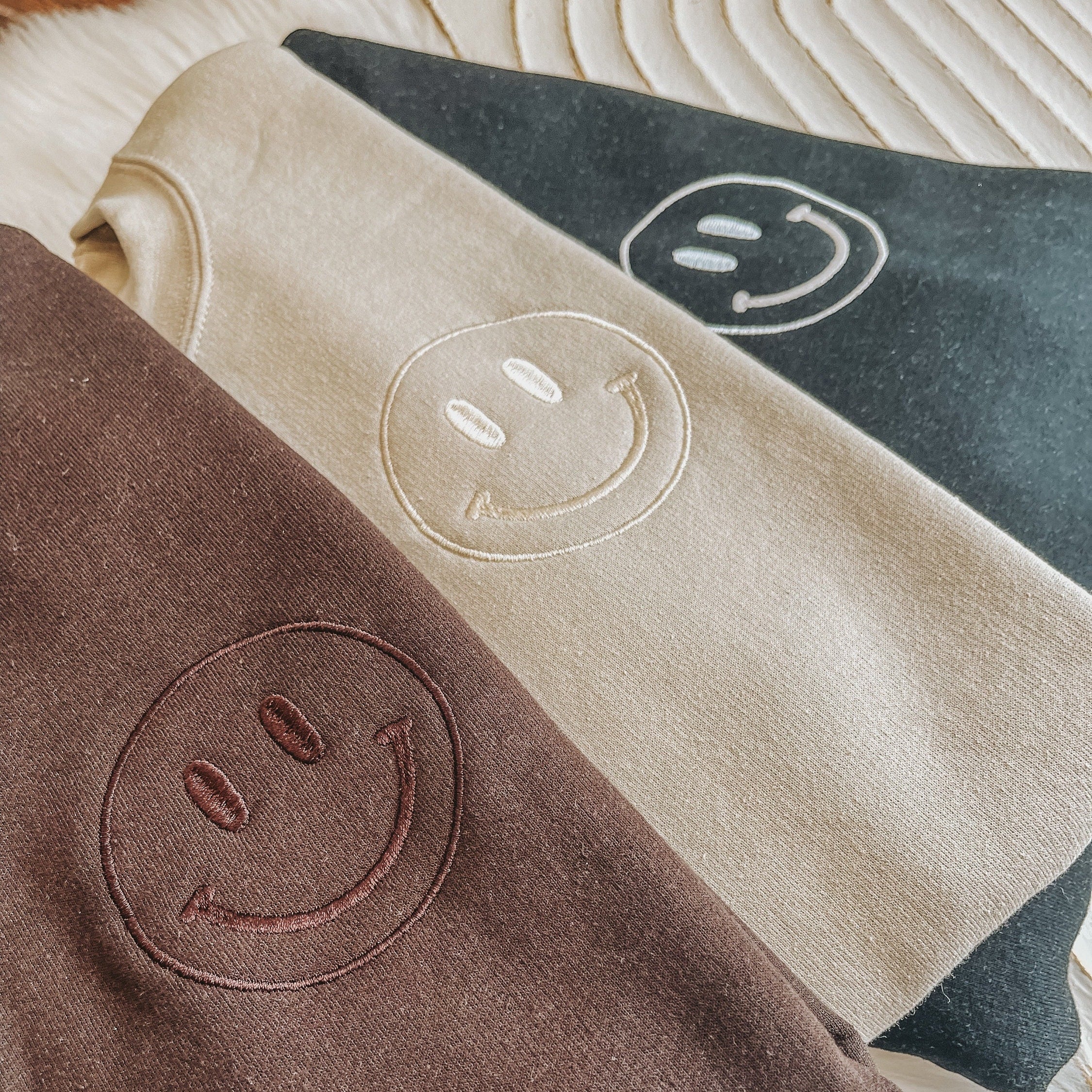 Smiley Face Crewneck Sweatshirt | Crew Neck Shirt | Trendy | Embroidered Sweatshirt | Loungewear | Wedding Apparel | Blogger Mom Fashion
