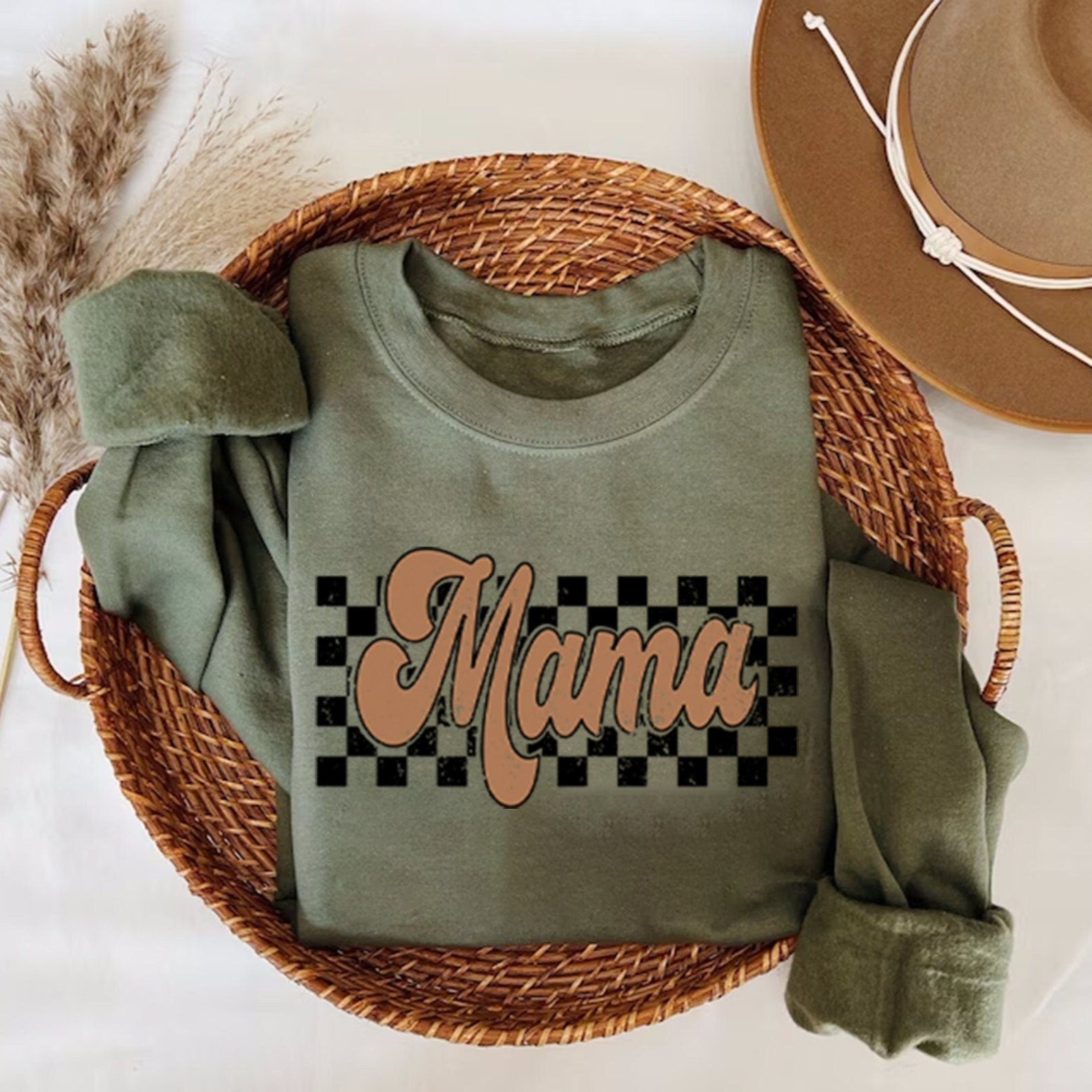 Checkered Retro Mama Sweatshirt, Varsity Mom Crewneck ,Mother's Day Gifts, Retro Shirt, Retro Mama Shirt, Mother’s Day Gifts, Mom Sweatshirt