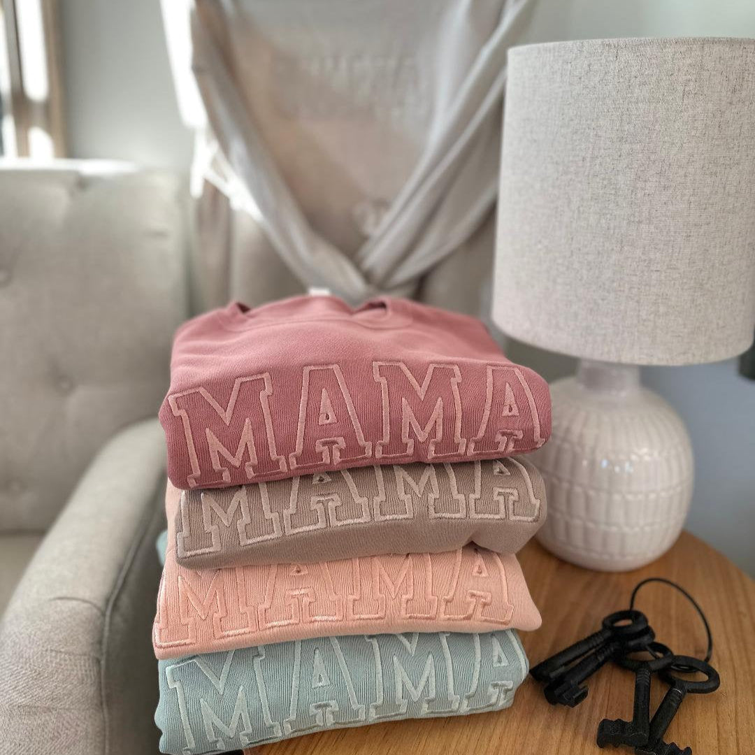 Embroidered Mama Crewneck Sweatshirt - Monochromatic Mama - Trendy Mama Neutral Sweatshirt - Mother's Day - Bella Canvas Sweatshirt