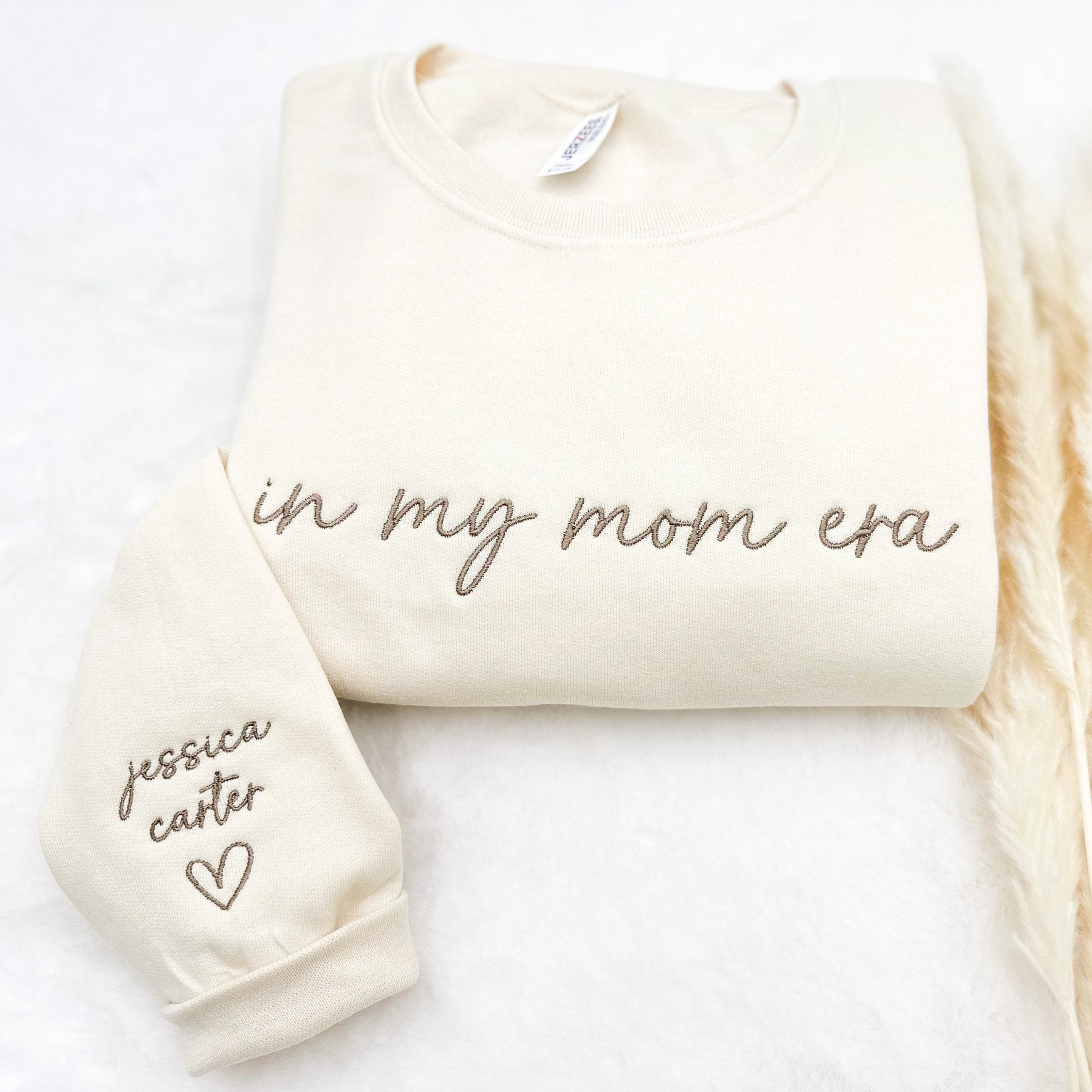 Embroidered In my mom era Custom Sweatshirt with kids names-Personalized-Soft-Mama-Grandma-Gift for her Mom,Trendy Mom Apparel, Mother's Day