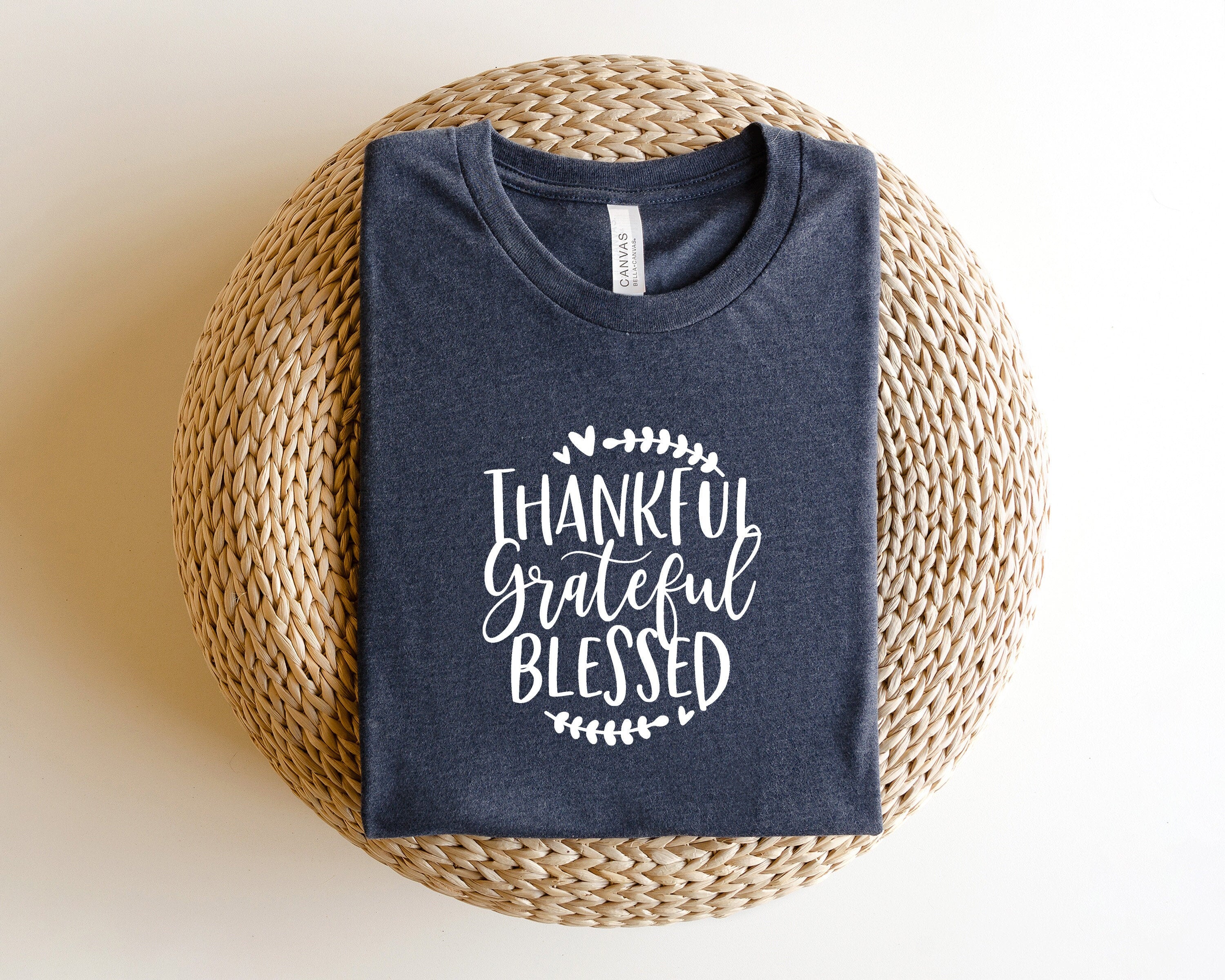 Thankful Grateful Blessed Gildan 5000 Unisex Heavy Cotton Tee, Women's Fall Thanksgiving Shirt, Perfect Gift, Printify Choice, Aesthetic Fall Teacher Outfit