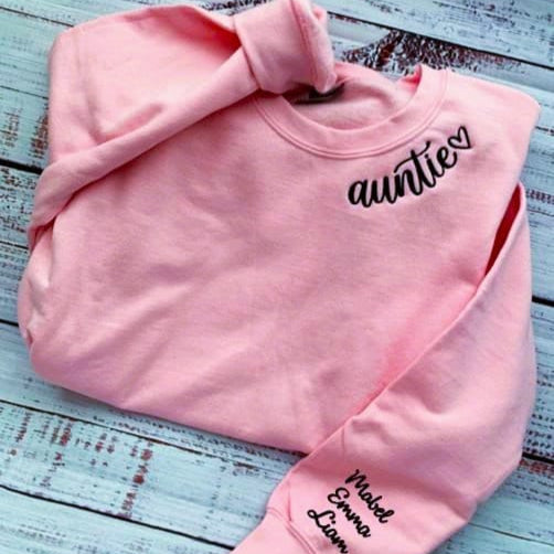 Aunt Sweatshirt-Auntie Sweatshirt-Custom Embroidered Sweatshirt-Auntie Shirt-Crewneck Sweatshirt-Personalized Gift-Aunt Gift-Aunt Shirt