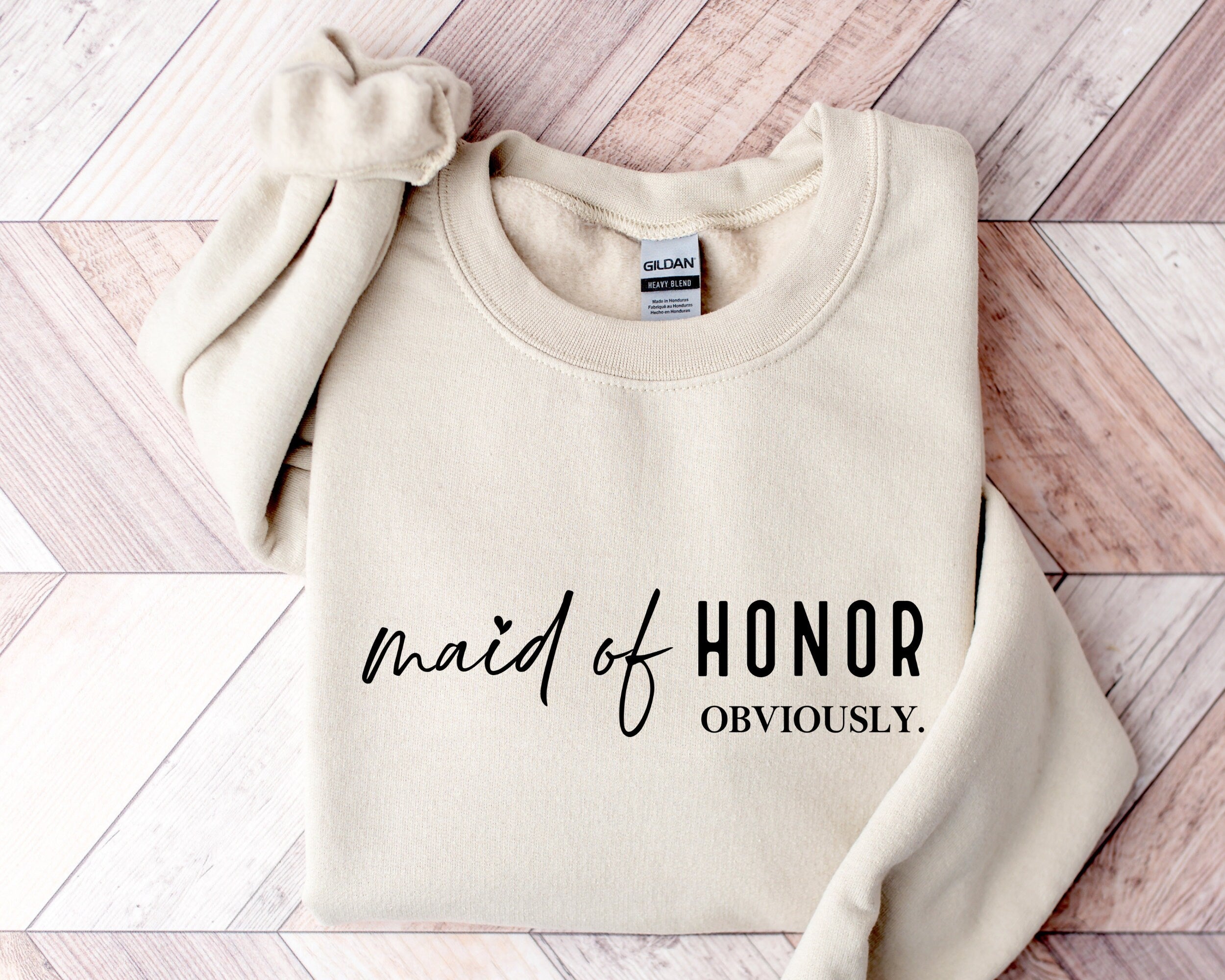 Maid of Honor Sweatshirt Gildan 18000: Cozy Bridal Party Gift for Women - Printify Choice